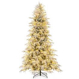 Costway - 8 FT Artificial Christmas Tree with 1108 PE PVC Branch Tips & 450 LED Lights - White,Green