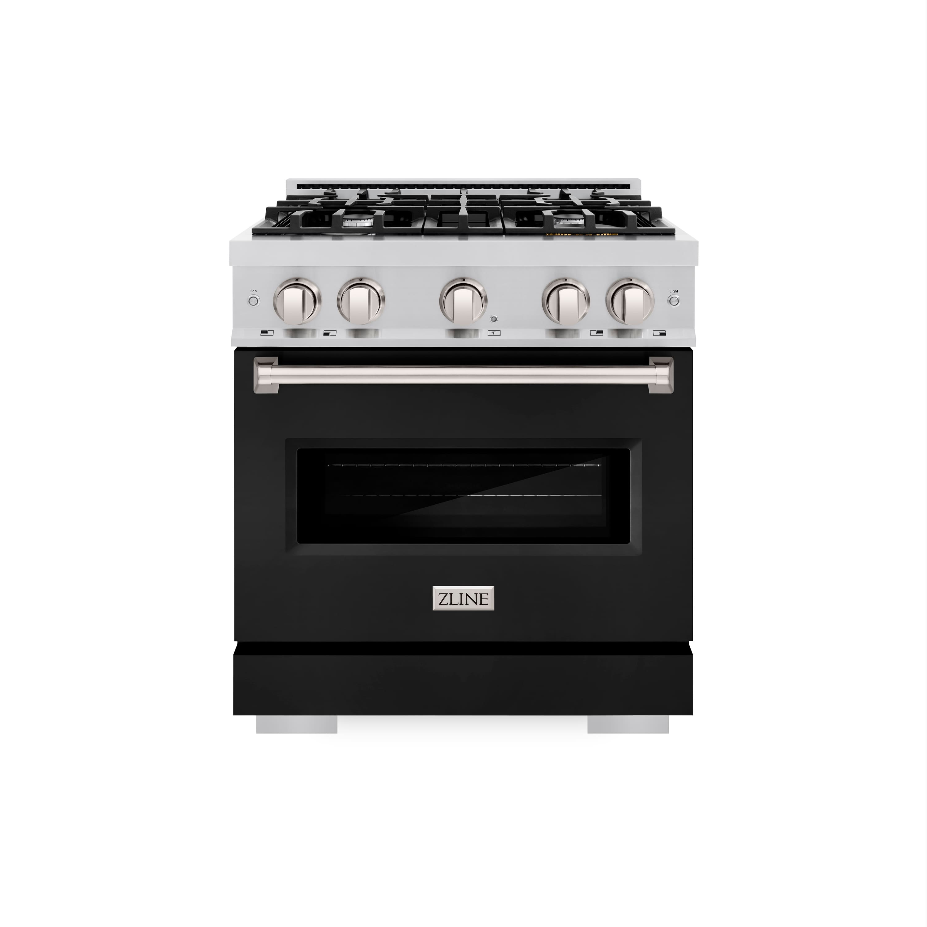 Front. ZLINE - ZLINE 30" Classic Dual Fuel Black Matte Door Range w/ 4 Burners and Convection Oven (CDR-BLM-30) - Black Matte.