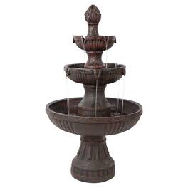 Sunnydaze - Flower Blossom Resin Outdoor 3-Tier Fountain - Earth