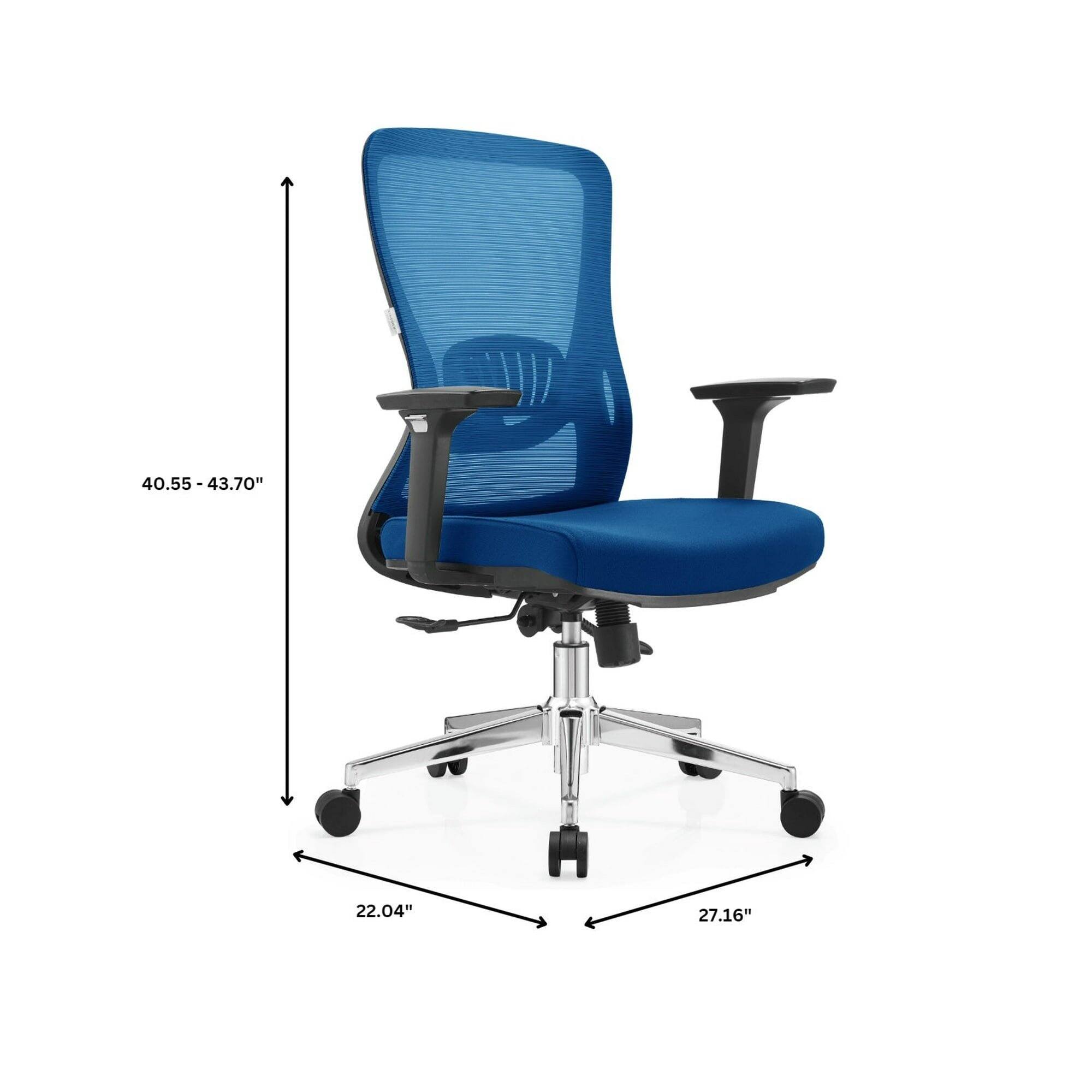 LeisureMod - Adorit Office Chair Ergonomic Mid-Back Mesh Computer Chair with Swivel & Tilt – Comfortable Desk Chair - Blue - Thumbnail 3