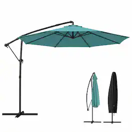 Outsunny - ft Offset Patio Umbrella with Cover, Hanging Cantilever Umbrella with 360° Rotation, Crank Handle, Tilt