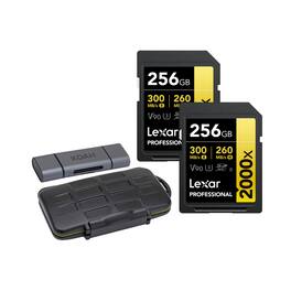 Lexar - Professional 256GB 2000x UHS-II SDXC Memory Card Bundle (2-Pack)