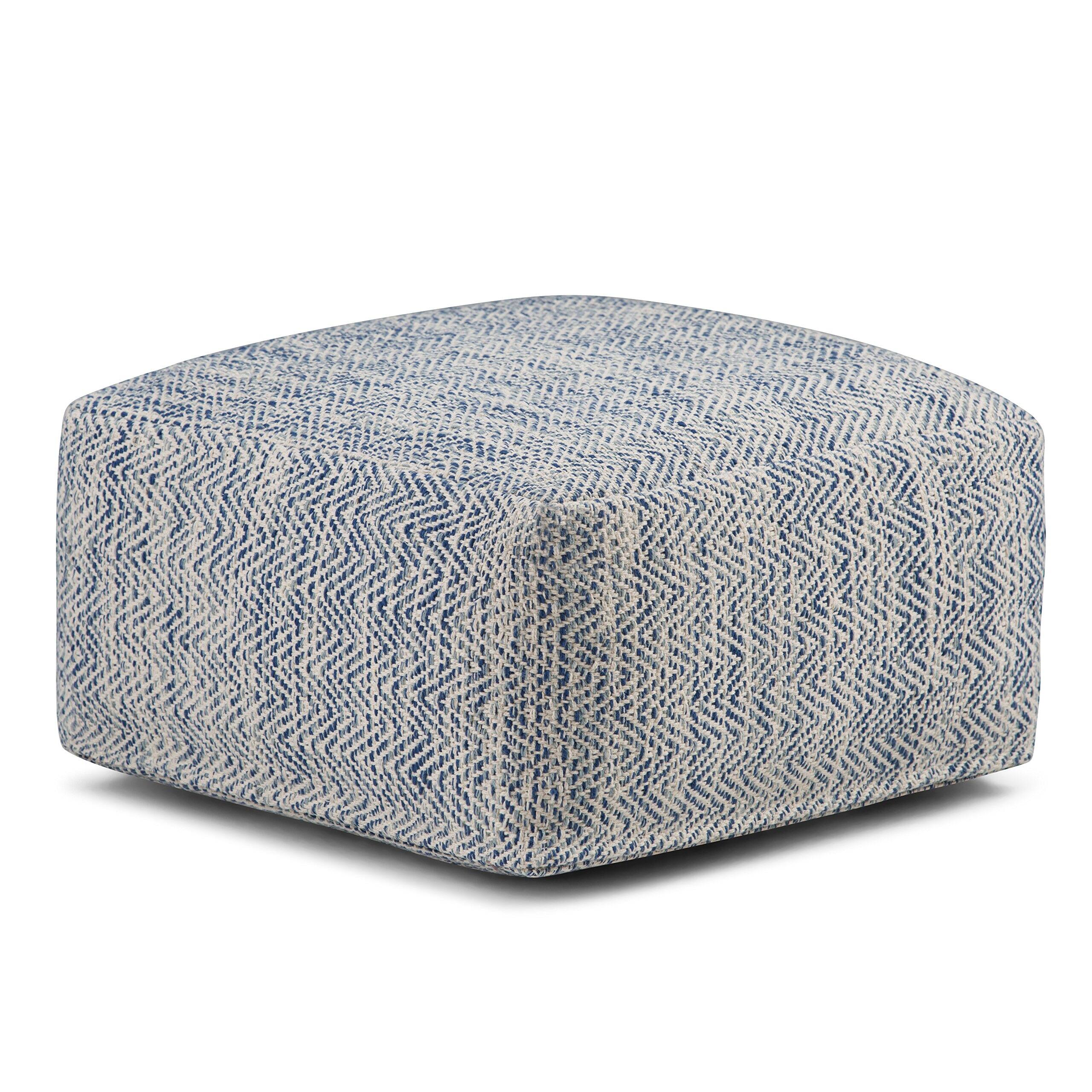 Patterned Denim Melange Cotton Pouf