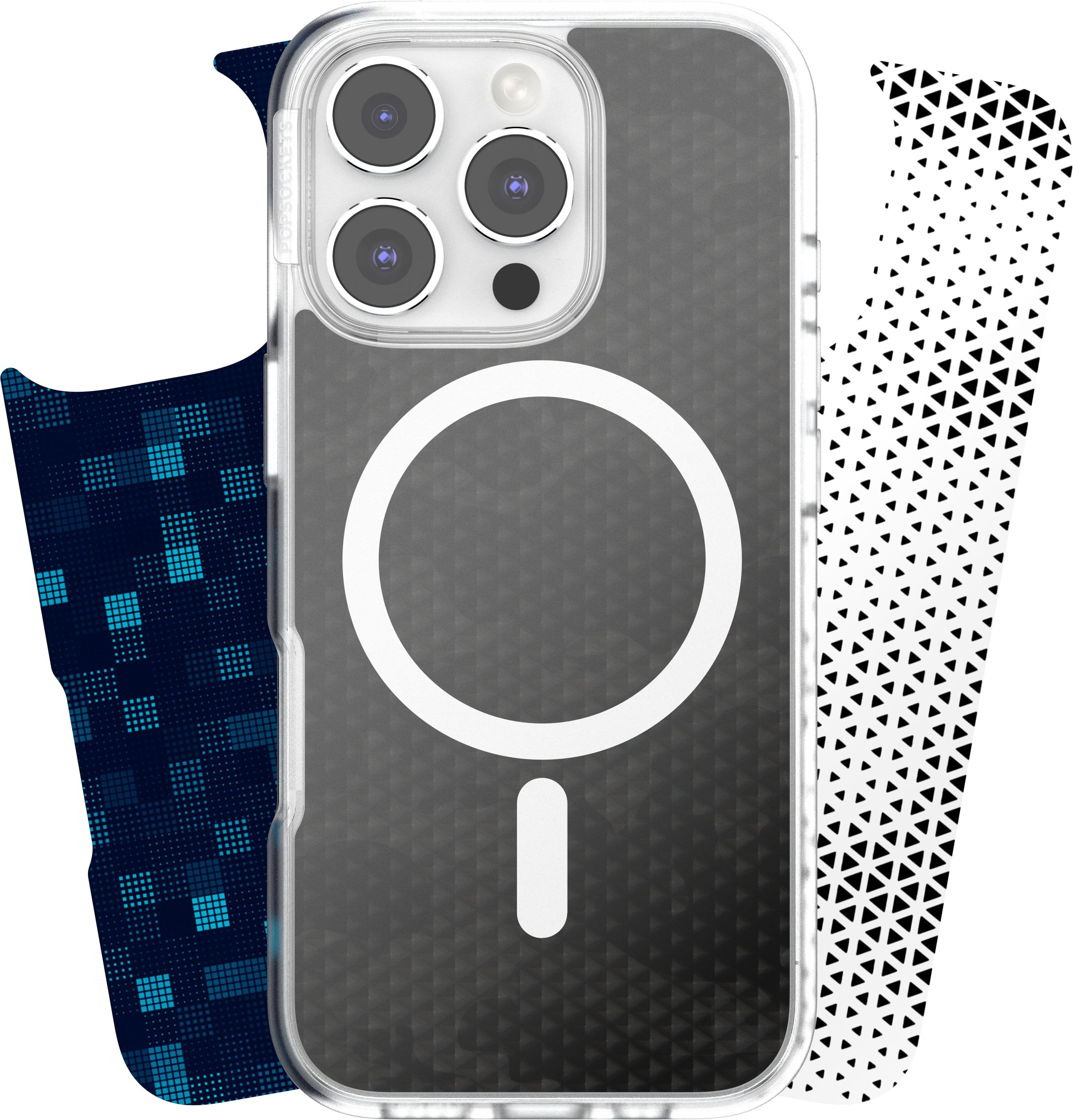 Front. PopSockets - Looks iPhone 16 Pro Swappable Graphic Case Inserts (3 per pack) - compatible w/ PopSockets PopCase only - Geo Bundle.
