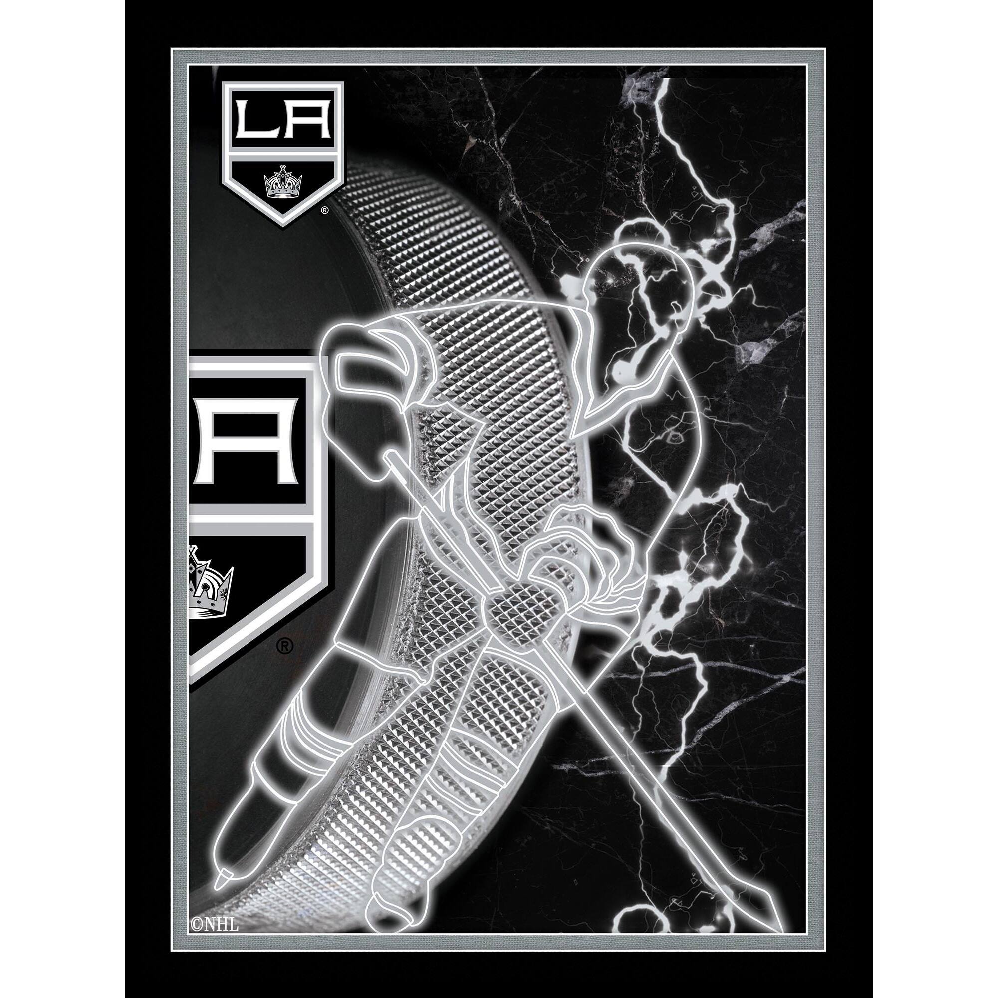 Black Los Angeles Kings 12'' x 16'' Framed Neon Player Print