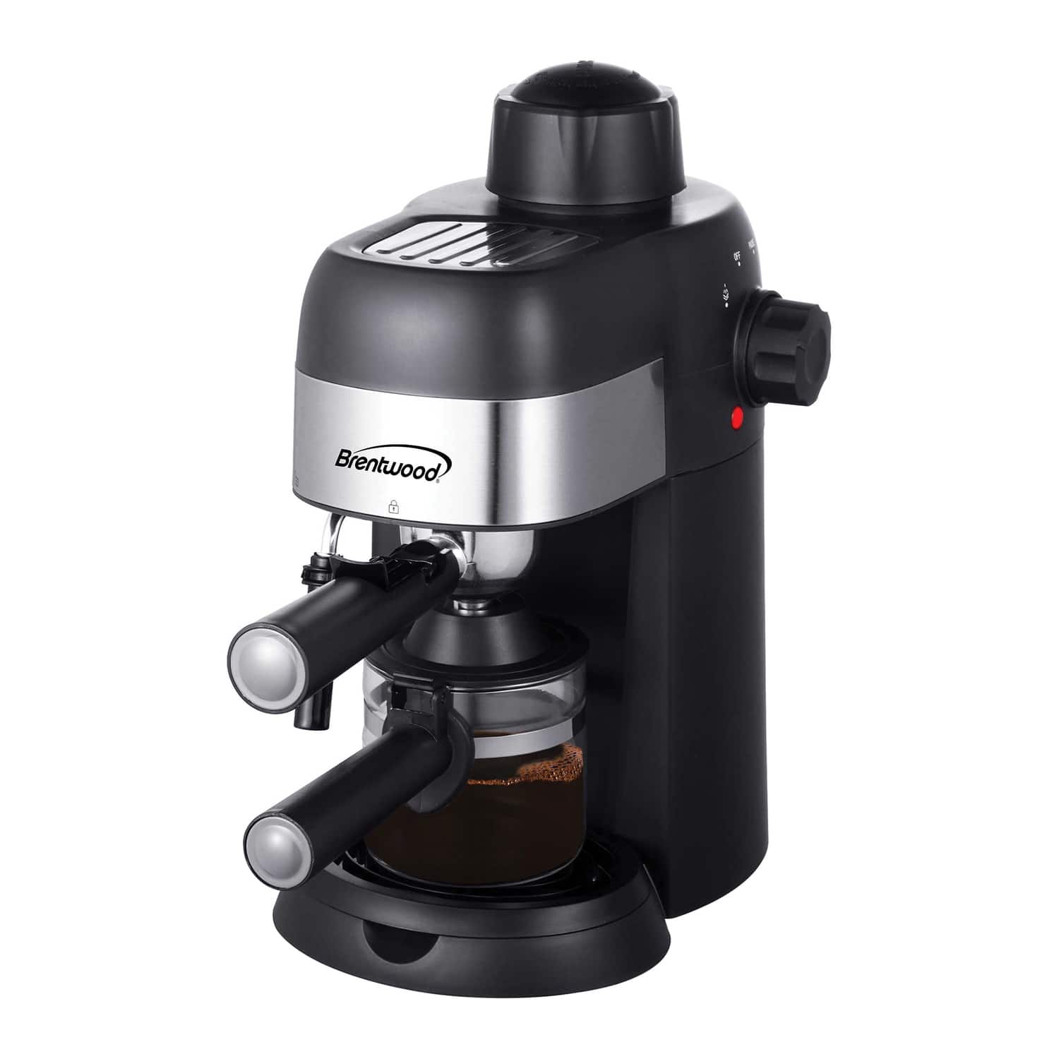 Brentwood - GA-134BK 4-Cup Stainless Steel Espresso and Cappuccino Maker Machine - Black
