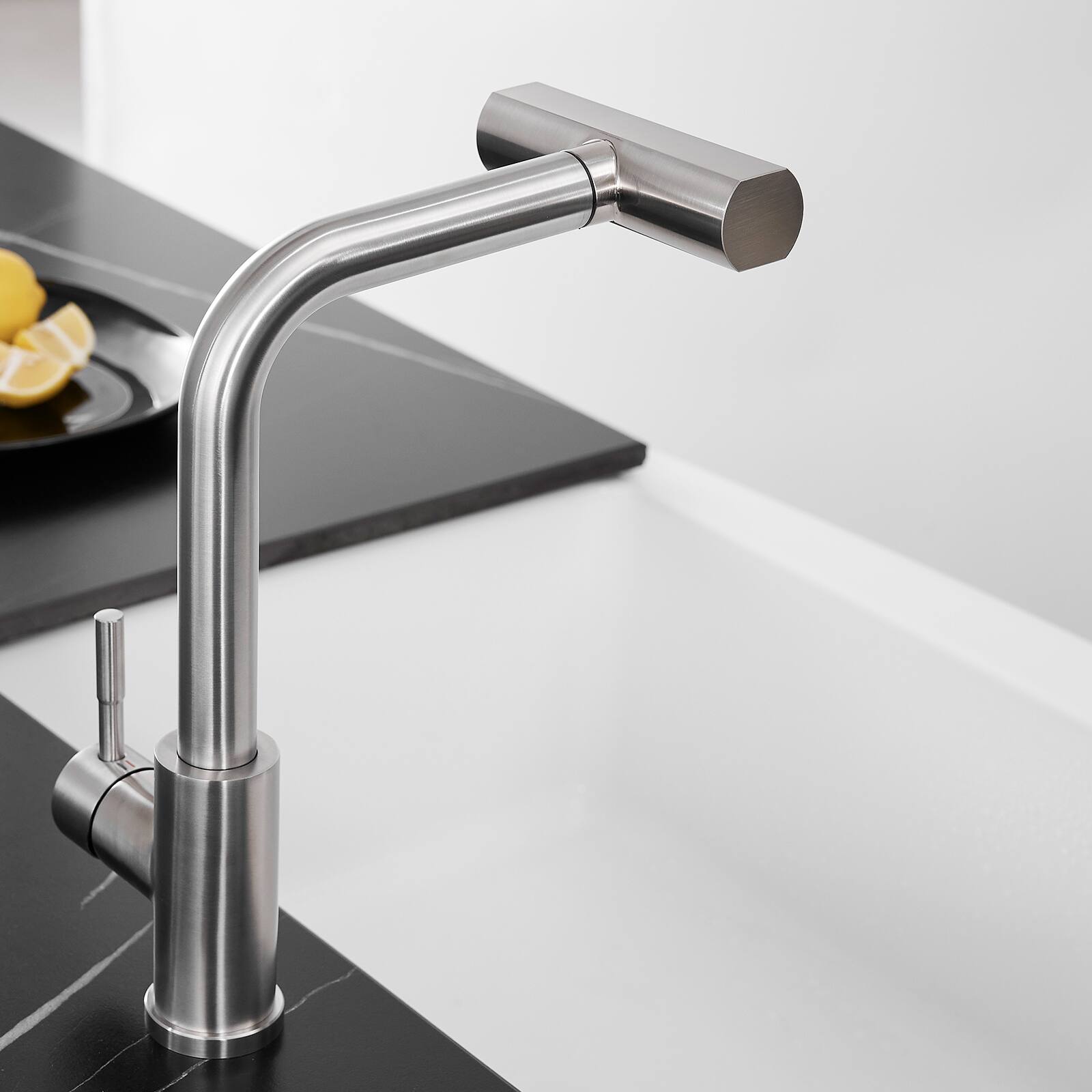 Alt View 2. Siljoy - Kitchen Sink Faucet, Brushed Nickel Kitchen Faucets with Pull out Sprayer, Bar Faucet Single Hole Faucet - Brushed Nickel.
