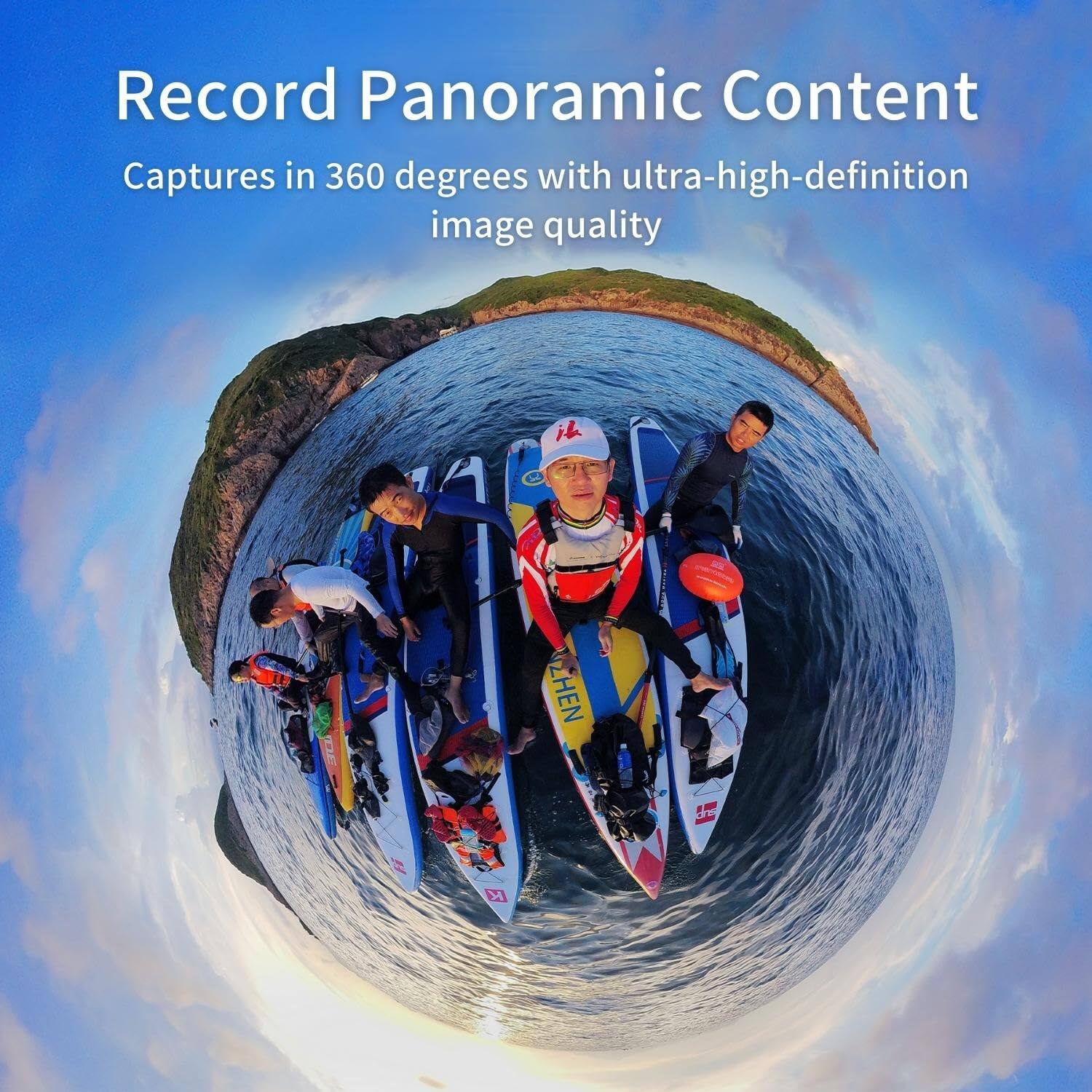 Record Panoramic Content  
Captures in 360 degrees with ultra-high-definition image quality