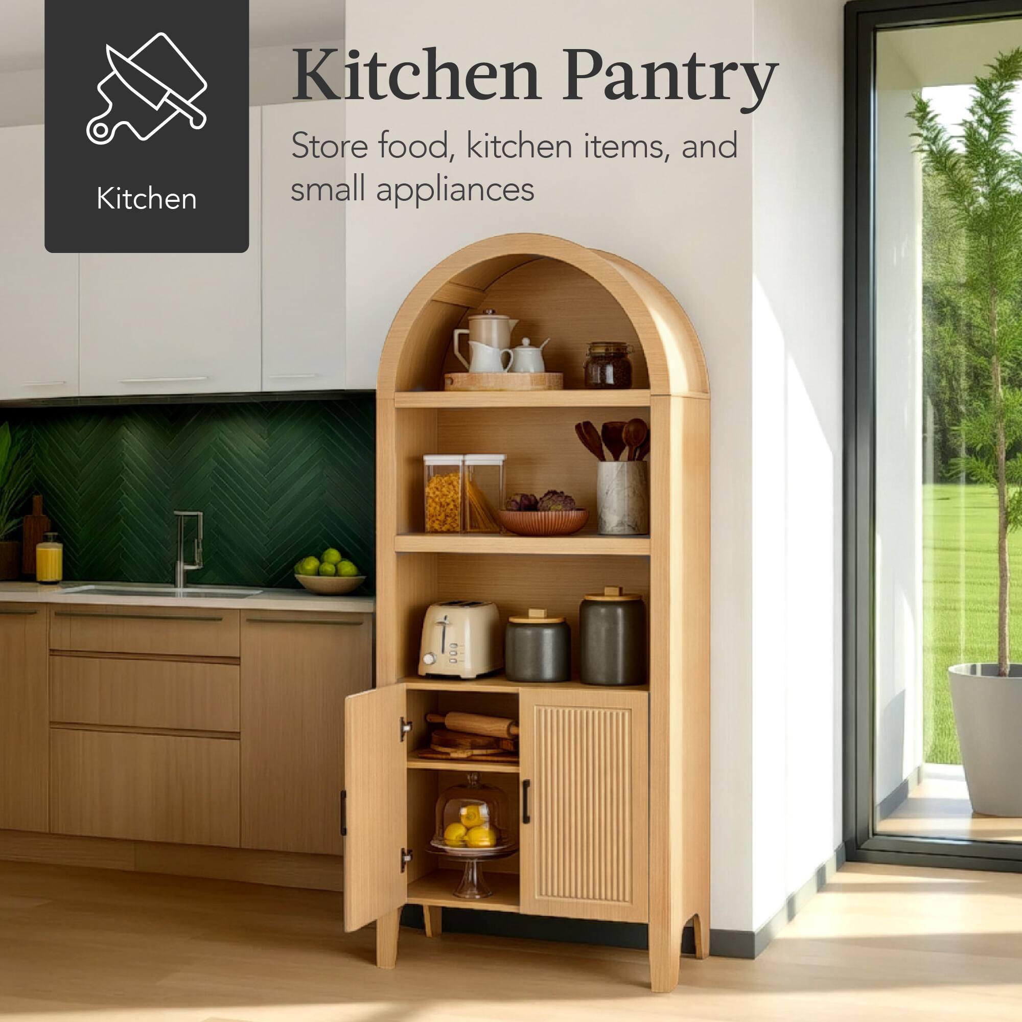 Kitchen Pantry  
Store food, kitchen items, and small appliances
