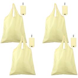 Unique Bargains - 4pcs Foldable Travel Bag Lightweight Polyester Reusable Grocery Tote Pouch for Women and Men Travel Beach Storage - Beige