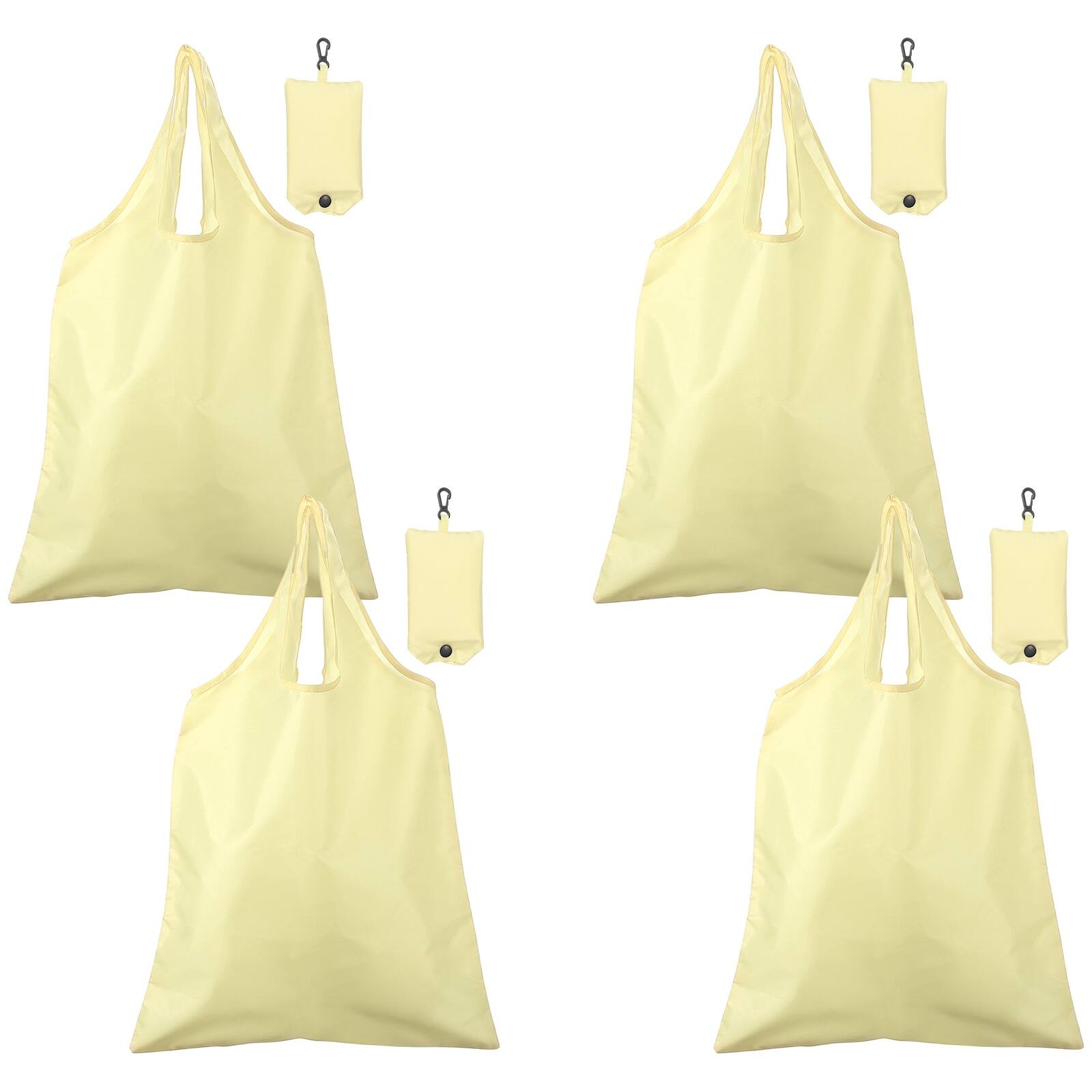 Front. Unique Bargains - 4pcs Foldable Travel Bag Lightweight Polyester Reusable Grocery Tote Pouch for Women and Men Travel Beach Storage - Beige.