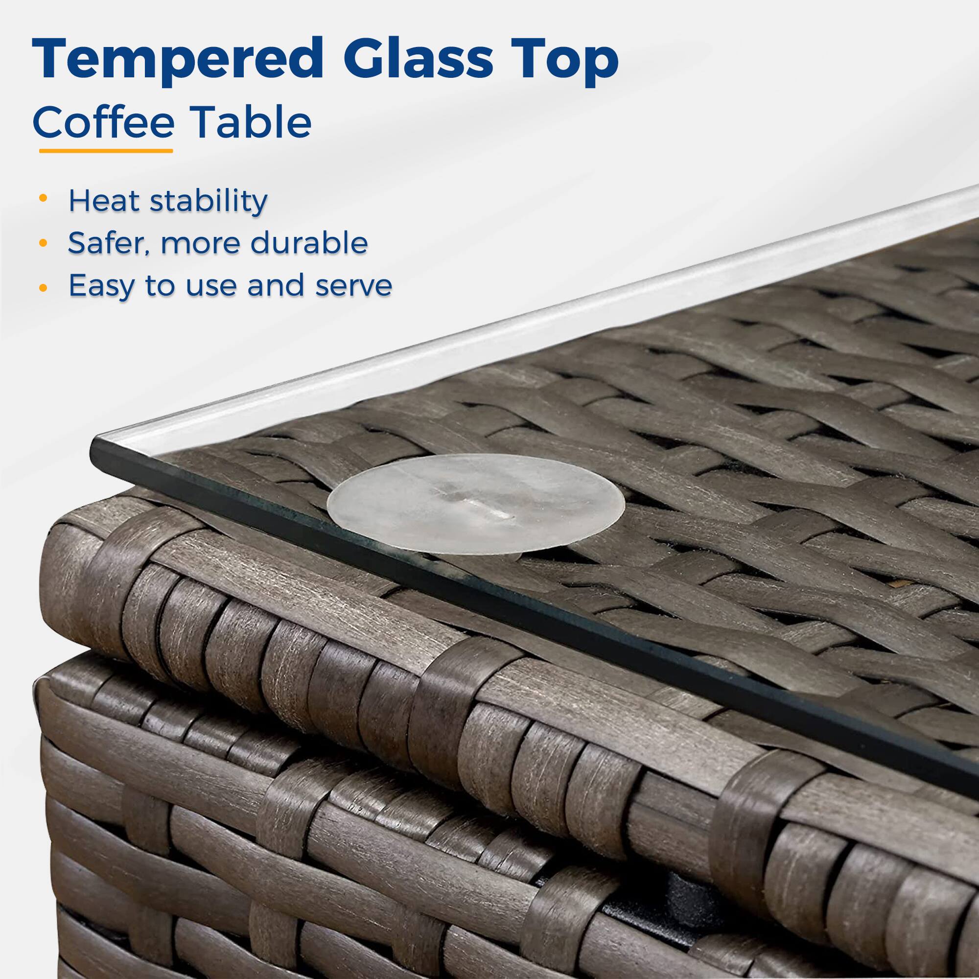 Tempered Glass Top Coffee Table

- Heat stability
- Safer, more durable
- Easy to use and serve