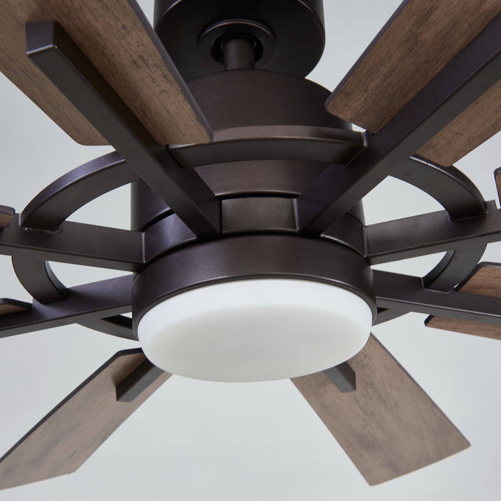 Alt View 8. Parrot Uncle - 60" Windmill 8-Blade Integrated LED Ceiling Fan with Light and Remote Control, DC Reversible Motor - Walnut.