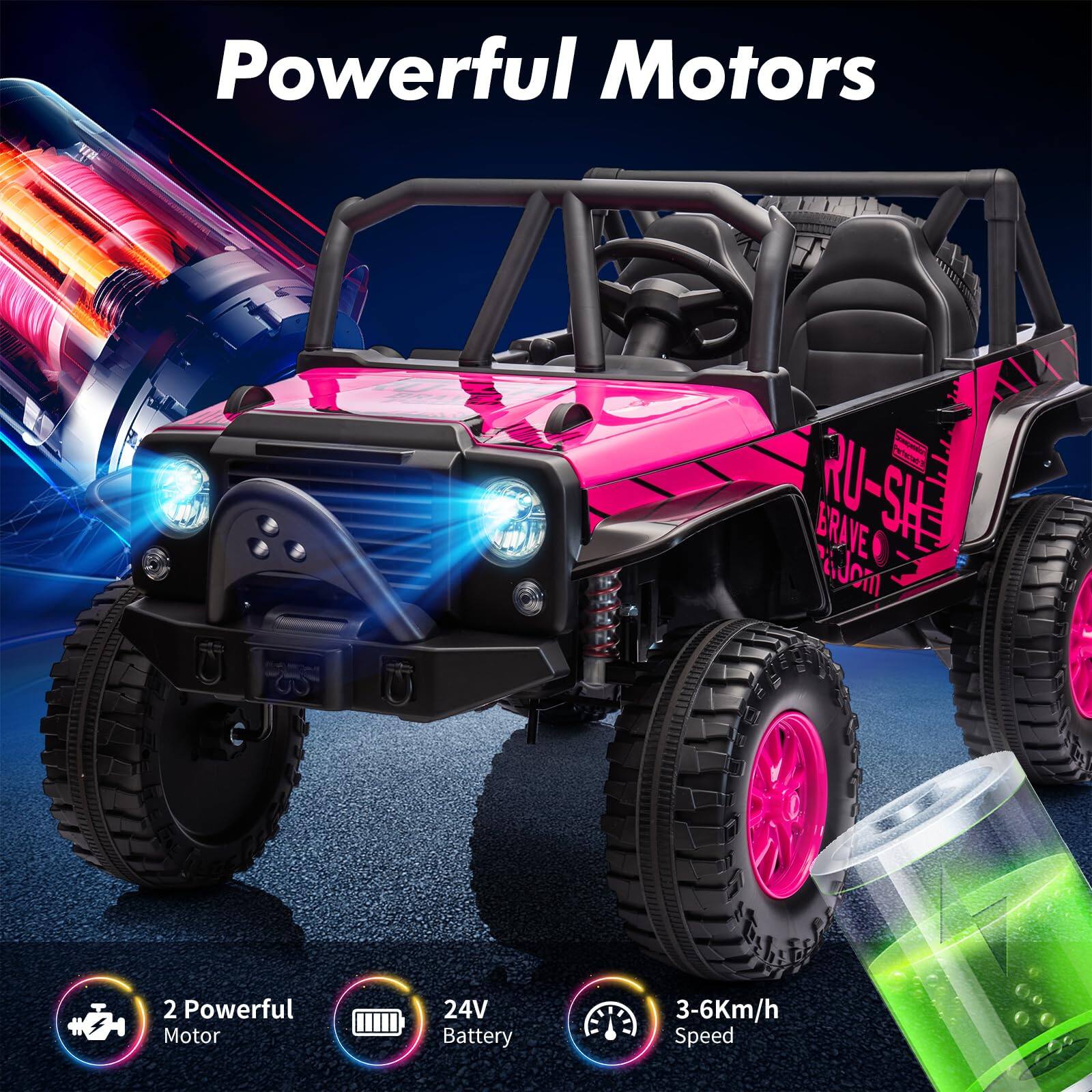 Powerful Motors

RU-SHE BRAVE

2 Powerful Motor  
24V Battery  
3-6Km/h Speed