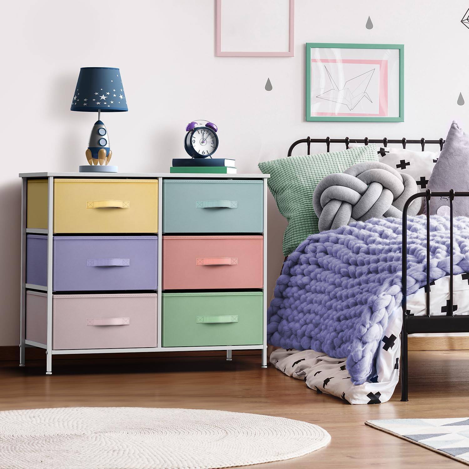 Alt View 1. Sorbus - Sorbus Dresser with 6 Drawers, Furniture Storage Tower Unit for Bedroom, Hallway, Closet Wood Top Fabric Drawers Chest - Pastel.