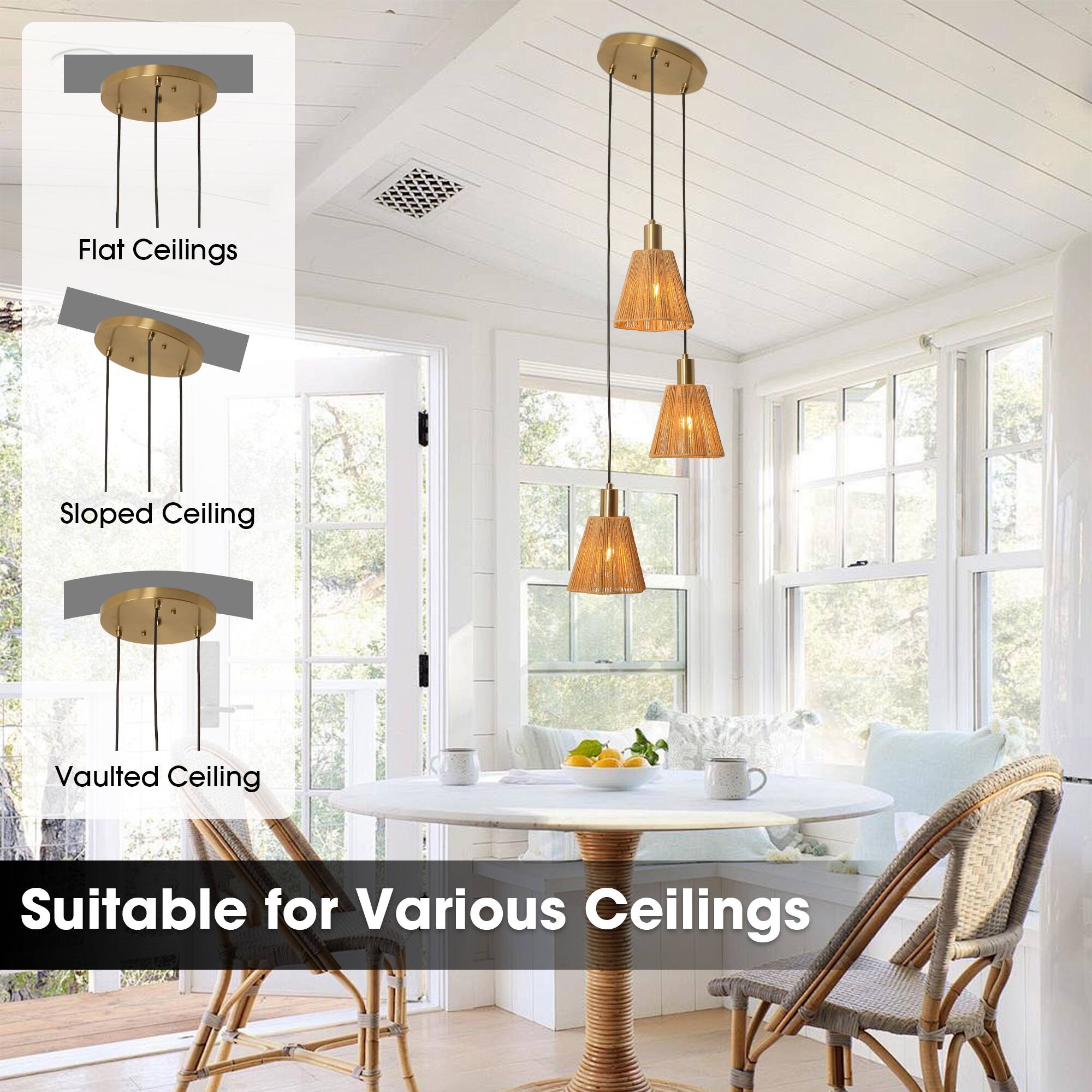 Flat Ceilings, Sloped Ceiling, Vaulted Ceiling, Suitable for Various Ceilings