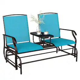 Outsunny - Seater Glider for Outside Outdoor Glider Seat with Breathable Mesh Fabric Armrests for Backyard Garden Porch - Blue