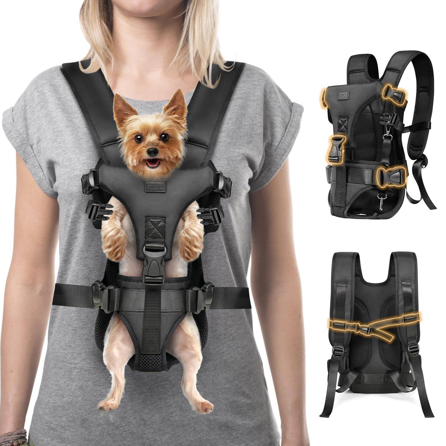 Front. Live At Space - Dog Front Carrier Backpack Out Secure-fit Pet Chest For Small Dogs 6-24 Lbs Adjustable Carriers With Safety Belt Hands F.