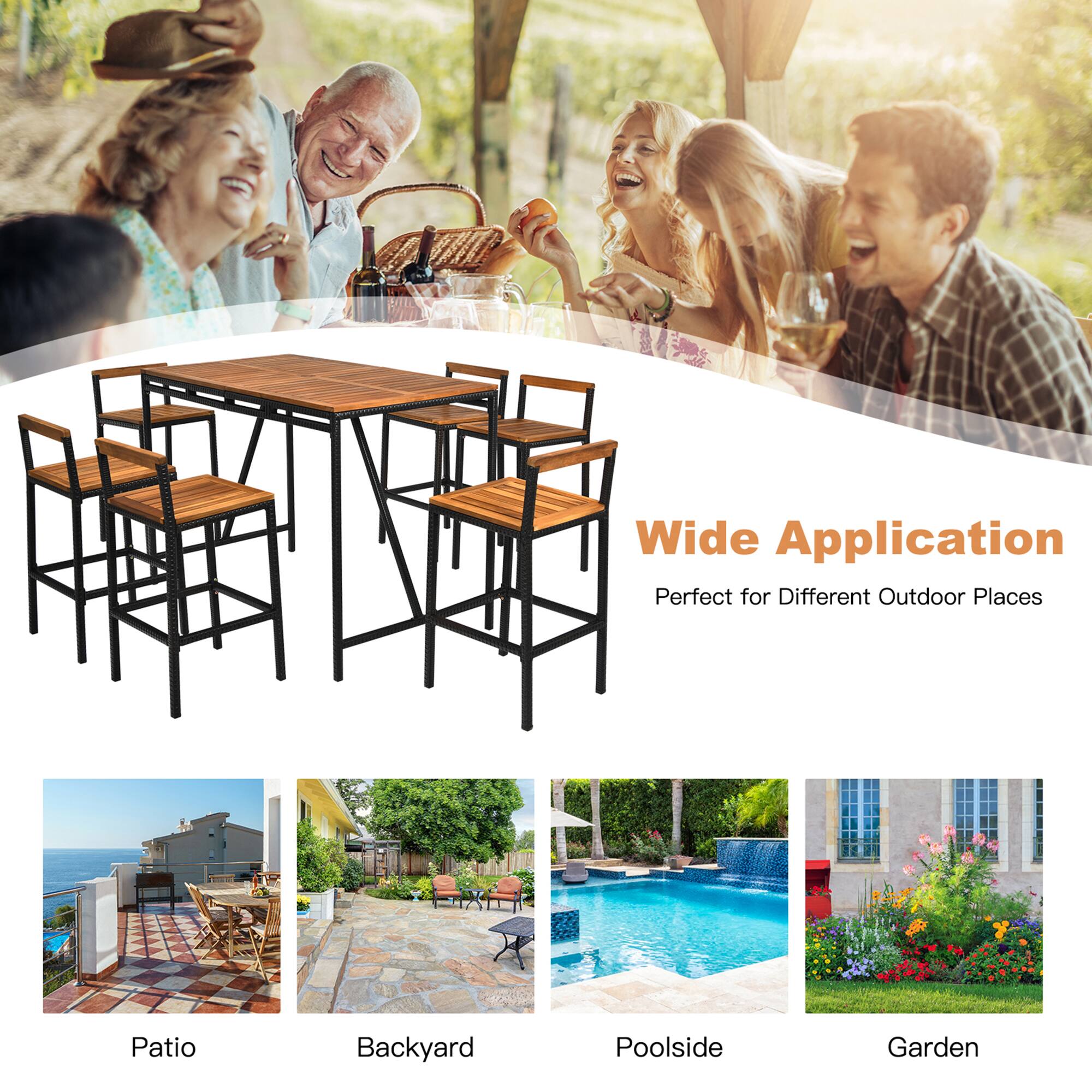 Wide Application  
Perfect for Different Outdoor Places  

Patio  
Backyard  
Poolside  
Garden