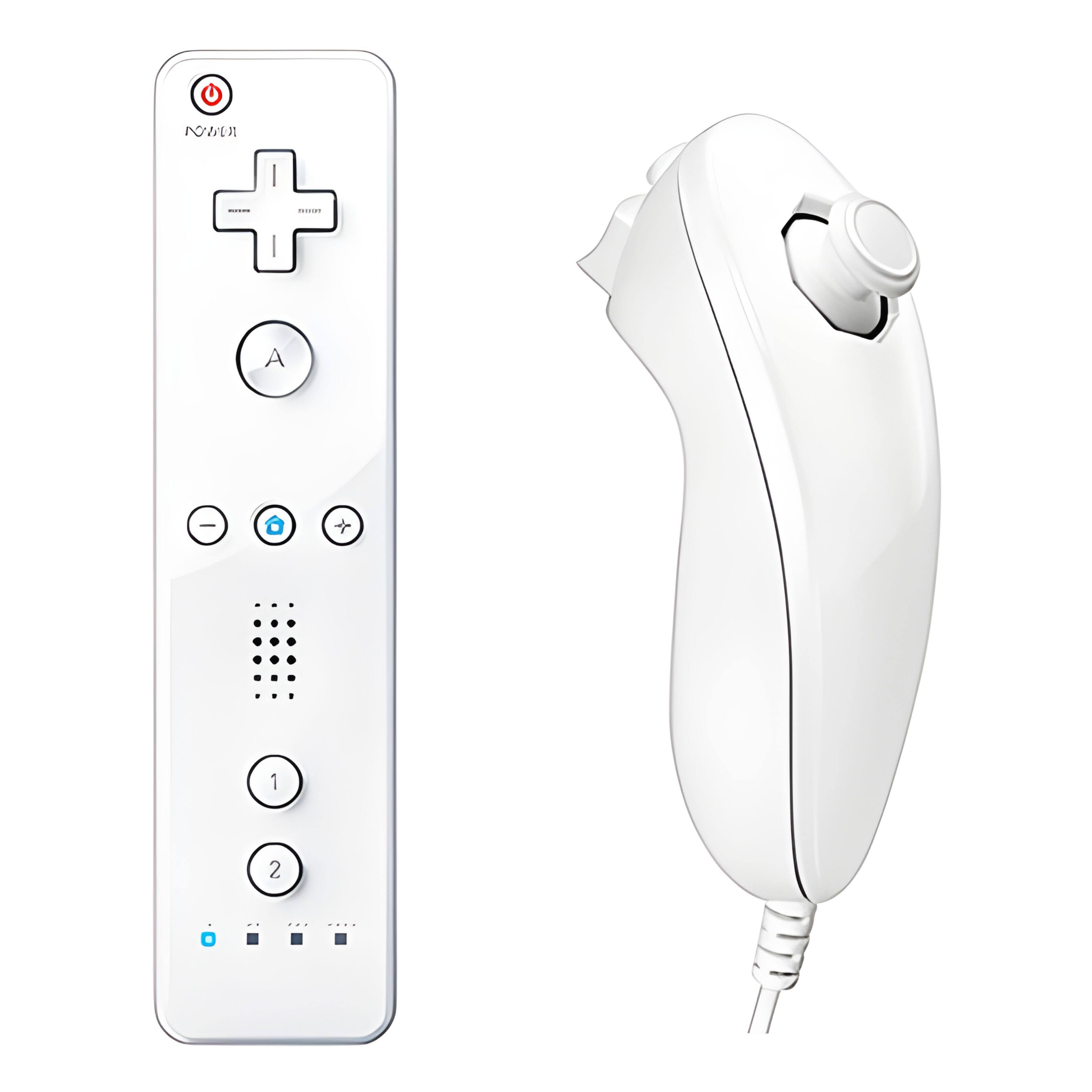 Kitcheniva - Remote Wiimote Nunchuck Controller Set Combo for Nintendo Wii Game - White