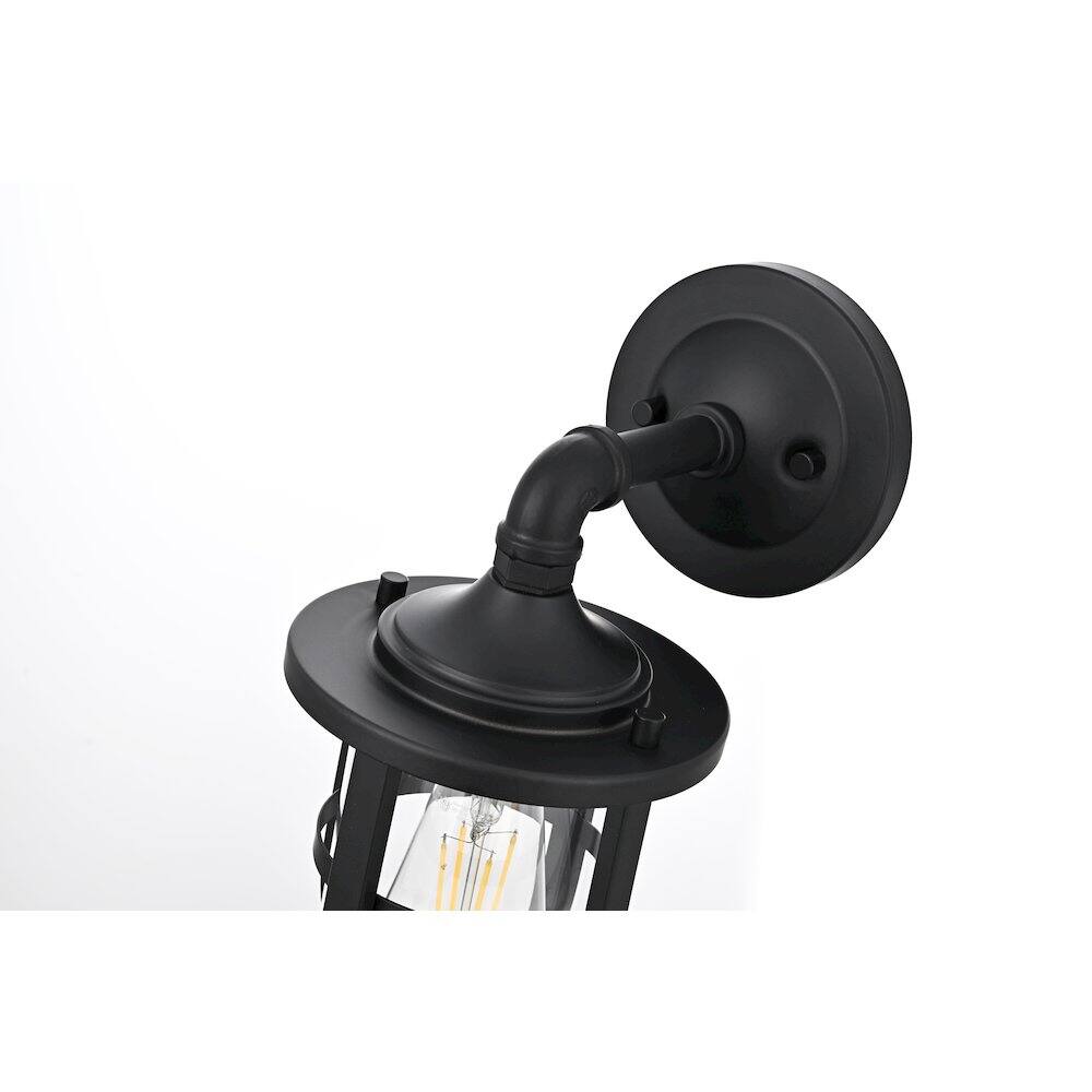 Alt View 2. Elegant Lighting - Hugo 6 Inch Outdoor Wall Sconce In Black - Black.