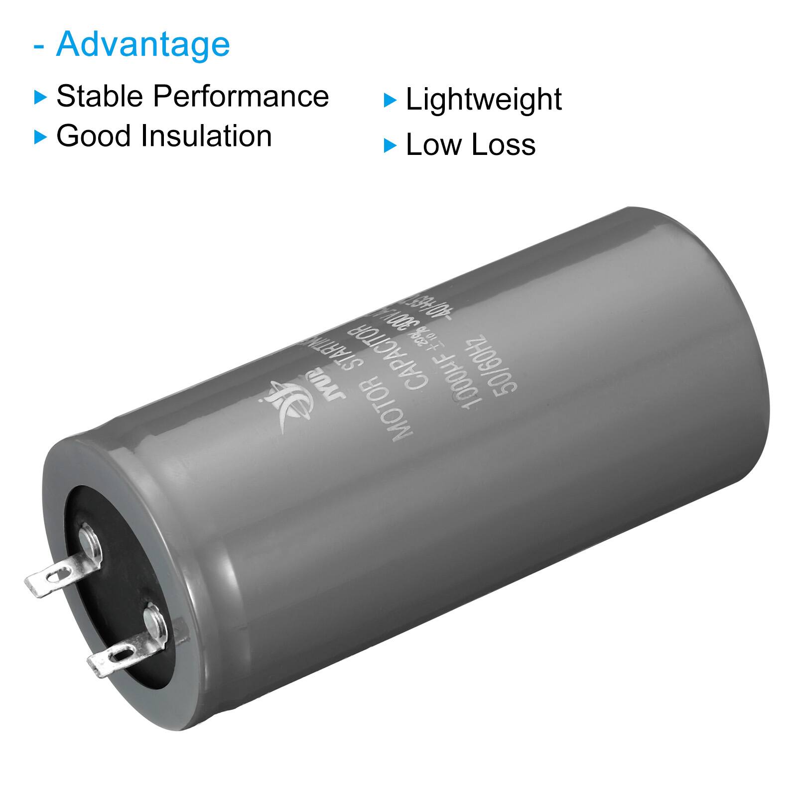 - Advantage
  - Stable Performance
  - Good Insulation
  - Lightweight
  - Low Loss

300 VAC -40/+651 STARTING CAPACITOR +20% JYUP MOTOR 1000HF 50/60Hz