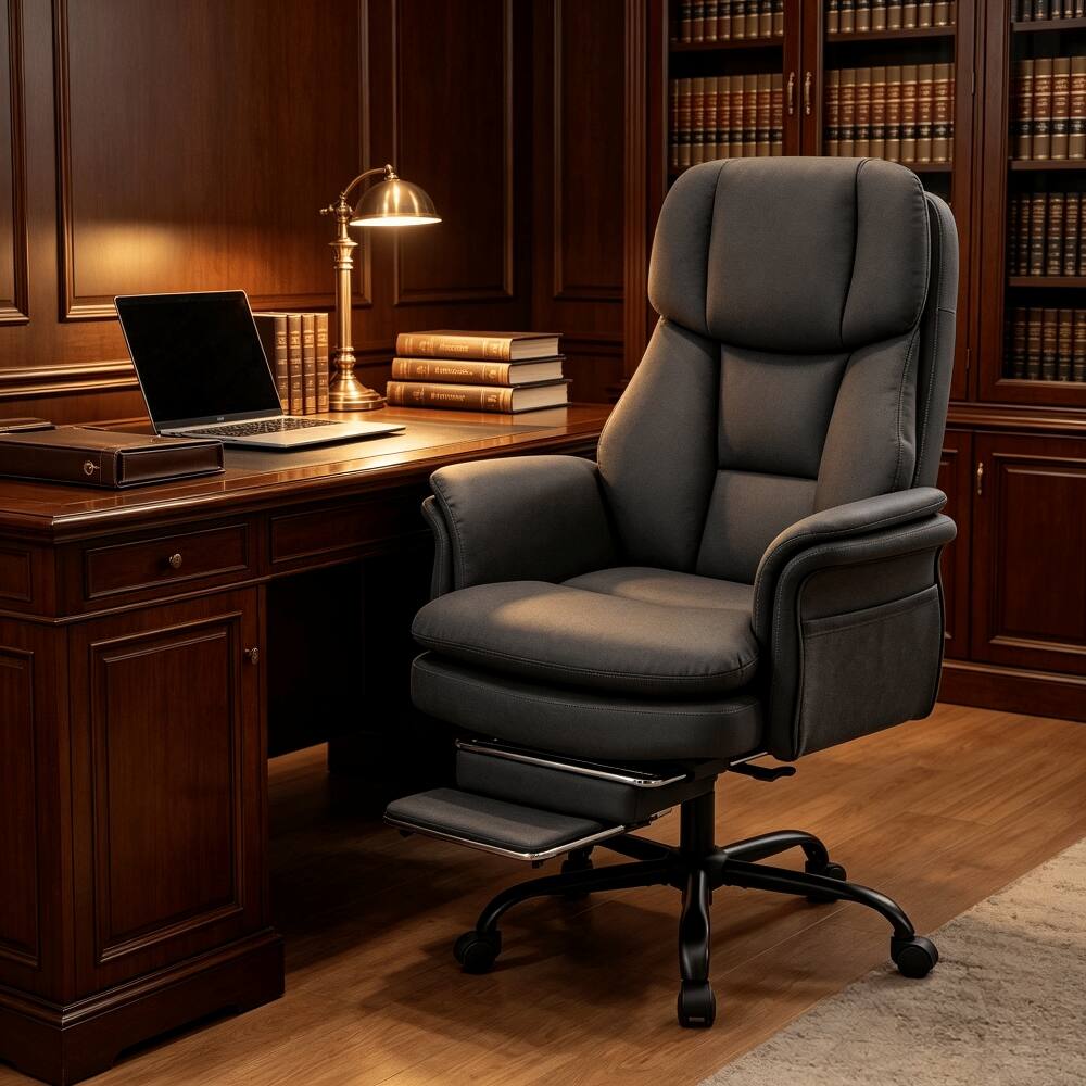 Alt View 2. Loheer - Loheer Big and Tall Office Chair 500 lbs Ergonomic Executive Chair with Footrest Cross Legged Desk Chair Black - Black.