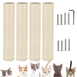 Hirose Alice - Cat Replacement For Indoor Cats 4pcs Scratch Refill Pole Parts Sisal Rope Furniture Protector With M8 Screw - White M8:15.7*3.1in (40*8cm)