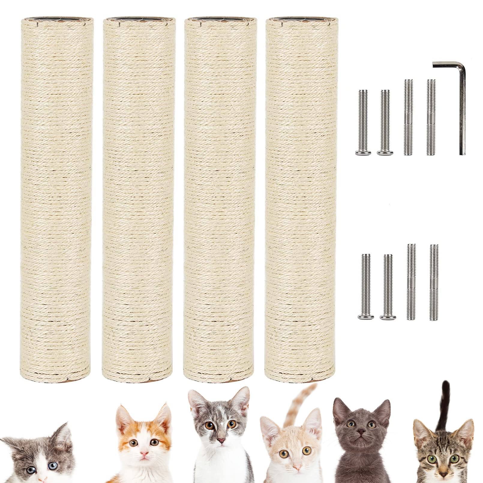 Front. Hirose Alice - Cat Replacement For Indoor Cats 4pcs Scratch Refill Pole Parts Sisal Rope Furniture Protector With M8 Screw - White M8:15.7*3.1in (40*8cm).
