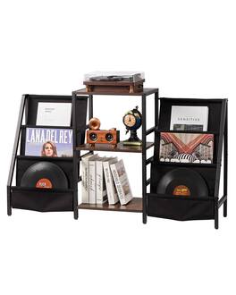VEVOR - Record Player Stand, 3 Tiers Metal Vinyl Record Stand, Holds up to 280 Albums, Turntable Stand - Brown
