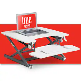True Seating - Ergo Height Adjustable Standing Desk Converter, Small - White