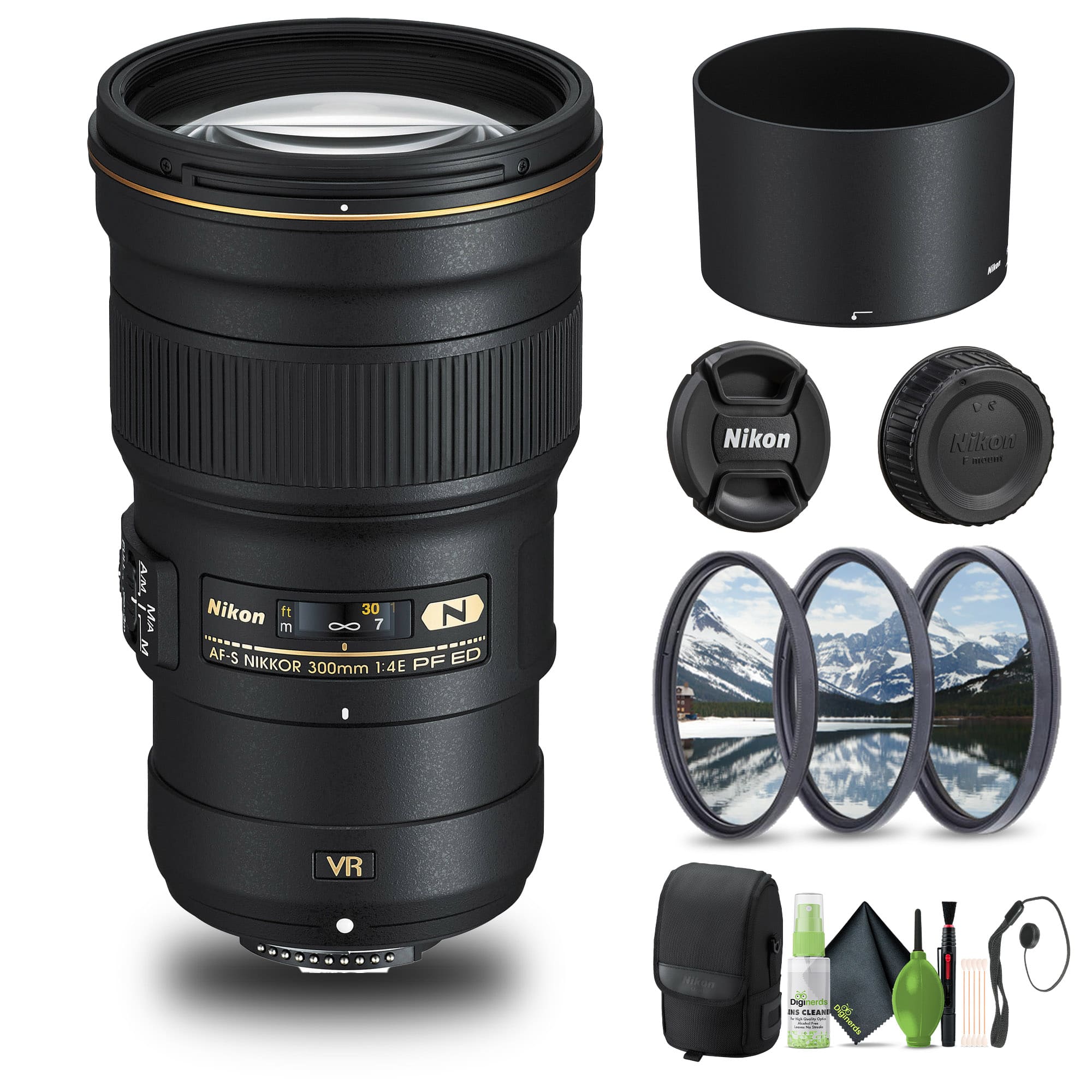 Nikon - AF-S NIKKOR 300mm f/4E PF ED VR Lens (2223) + Filter Kit + Cap Keeper - Bundle - Black