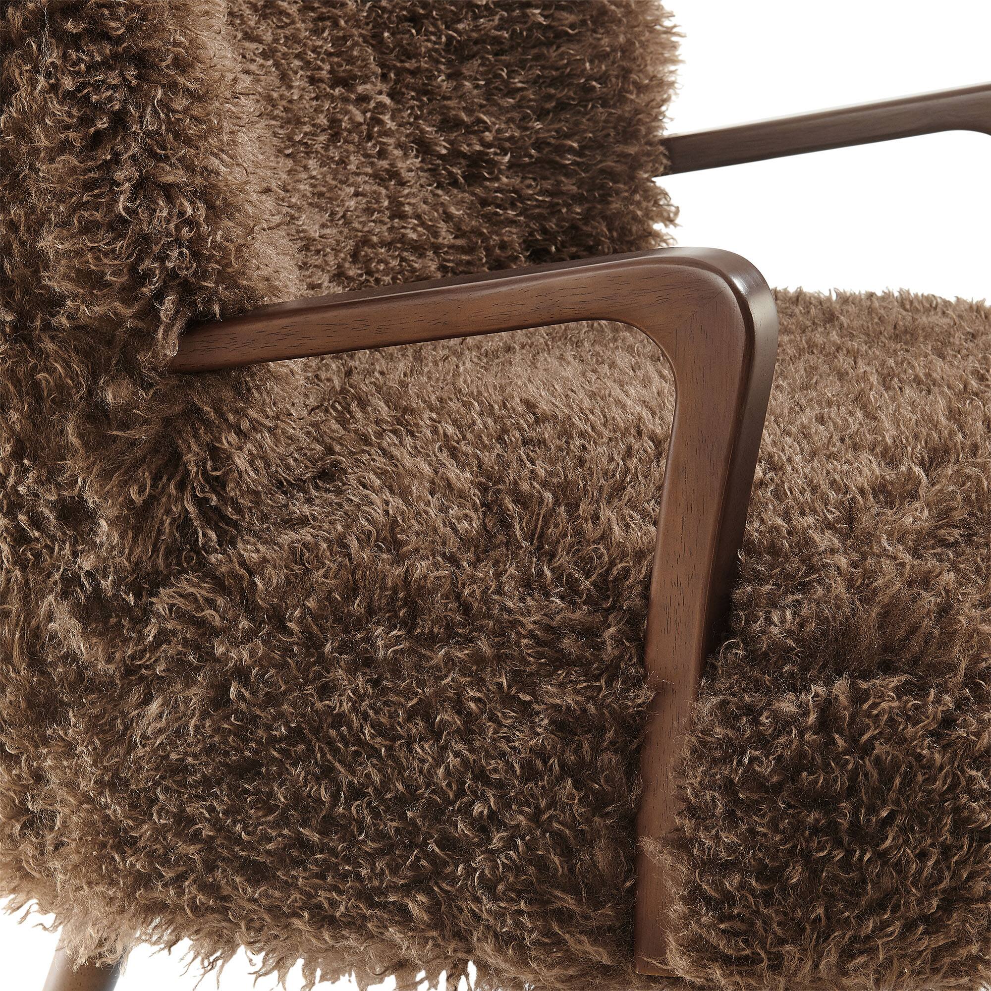 Alt View 5. Modway - Zerra Faux Shearling Accent Armchair by Modway - Brown.