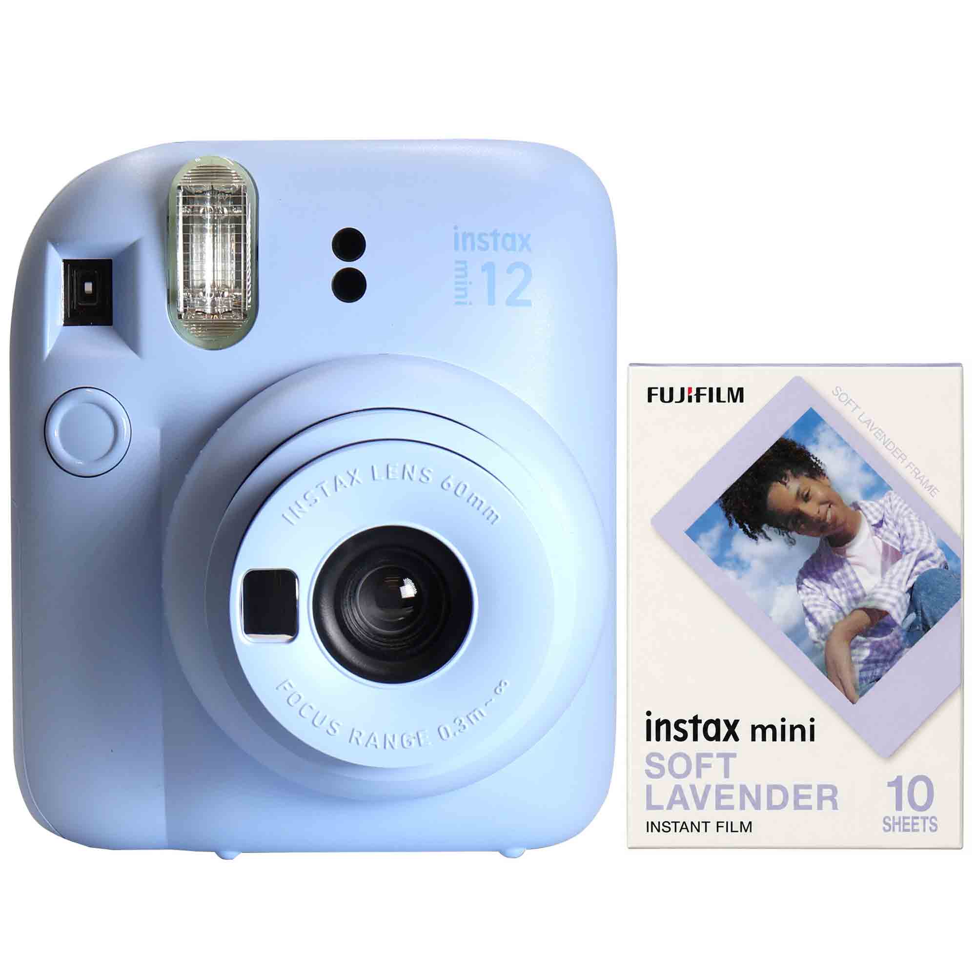 instax mini 12 LENS INSTAX 60mm  
FUJIFILM  
SOFT LAVENDER FRAME  
FOCUS RANGE 0.3m  
instax mini SOFT LAVENDER 10 INSTANT FILM SHEETS