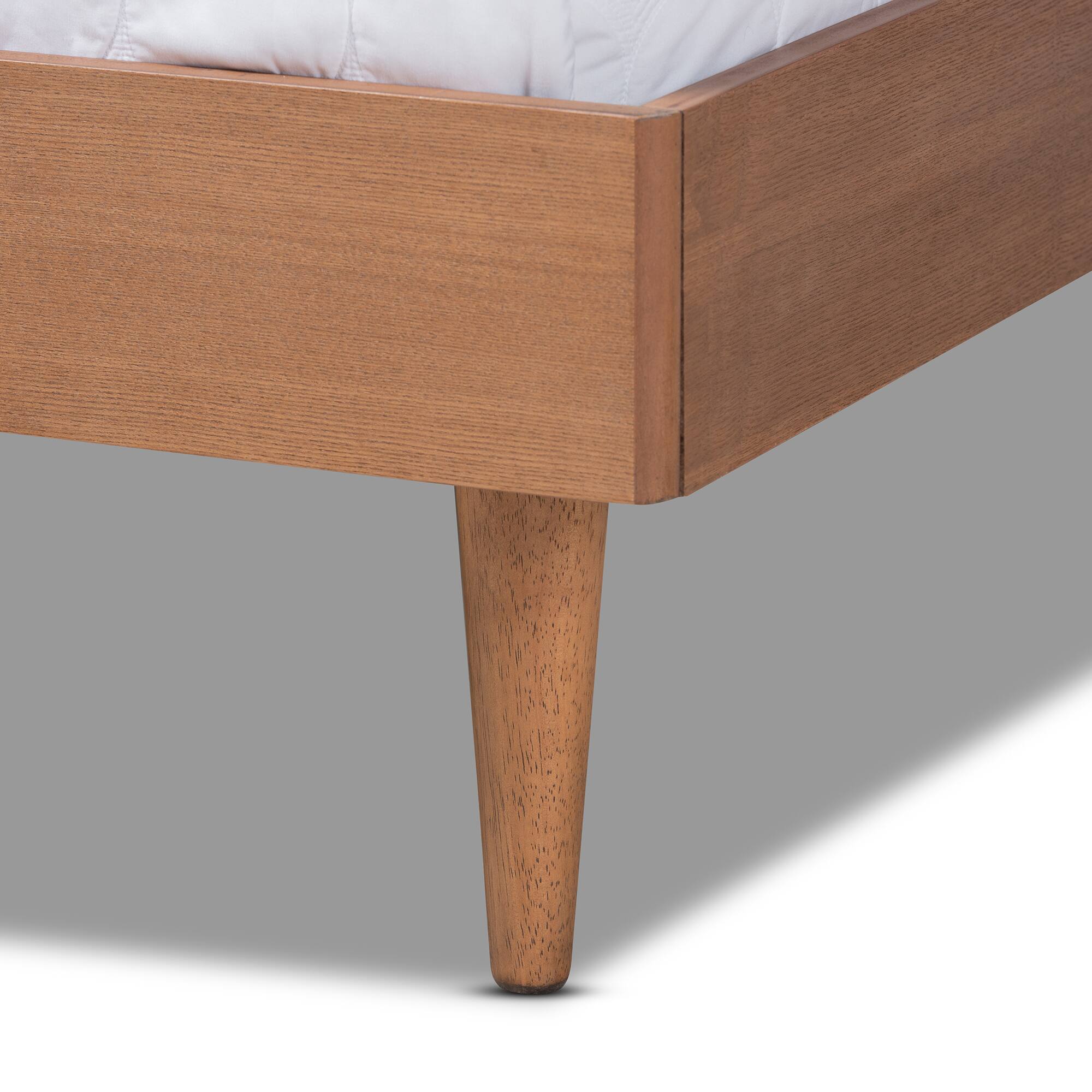 Back. Baxton Studio - Rina Mid-Century Modern Ash Wanut Finished Wood Bed Frame - Ash walnut.