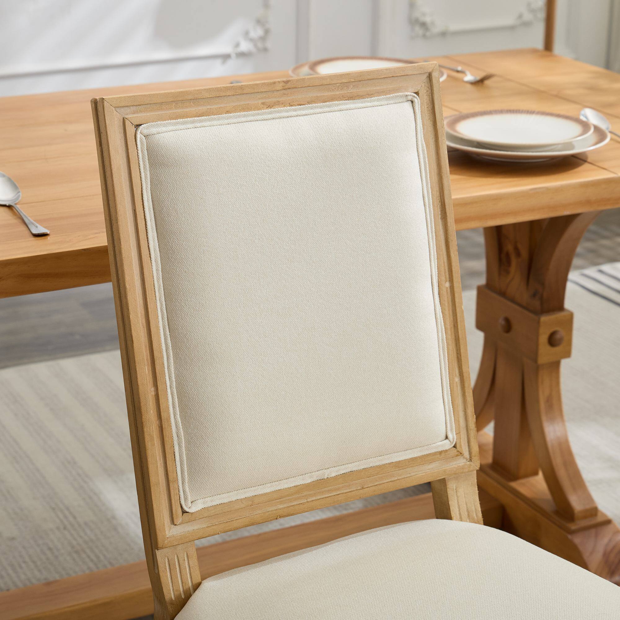 Alt View 4. Boyel Living - French Louis Style Dining Chairs Set of 2 with Square Back - Beige.