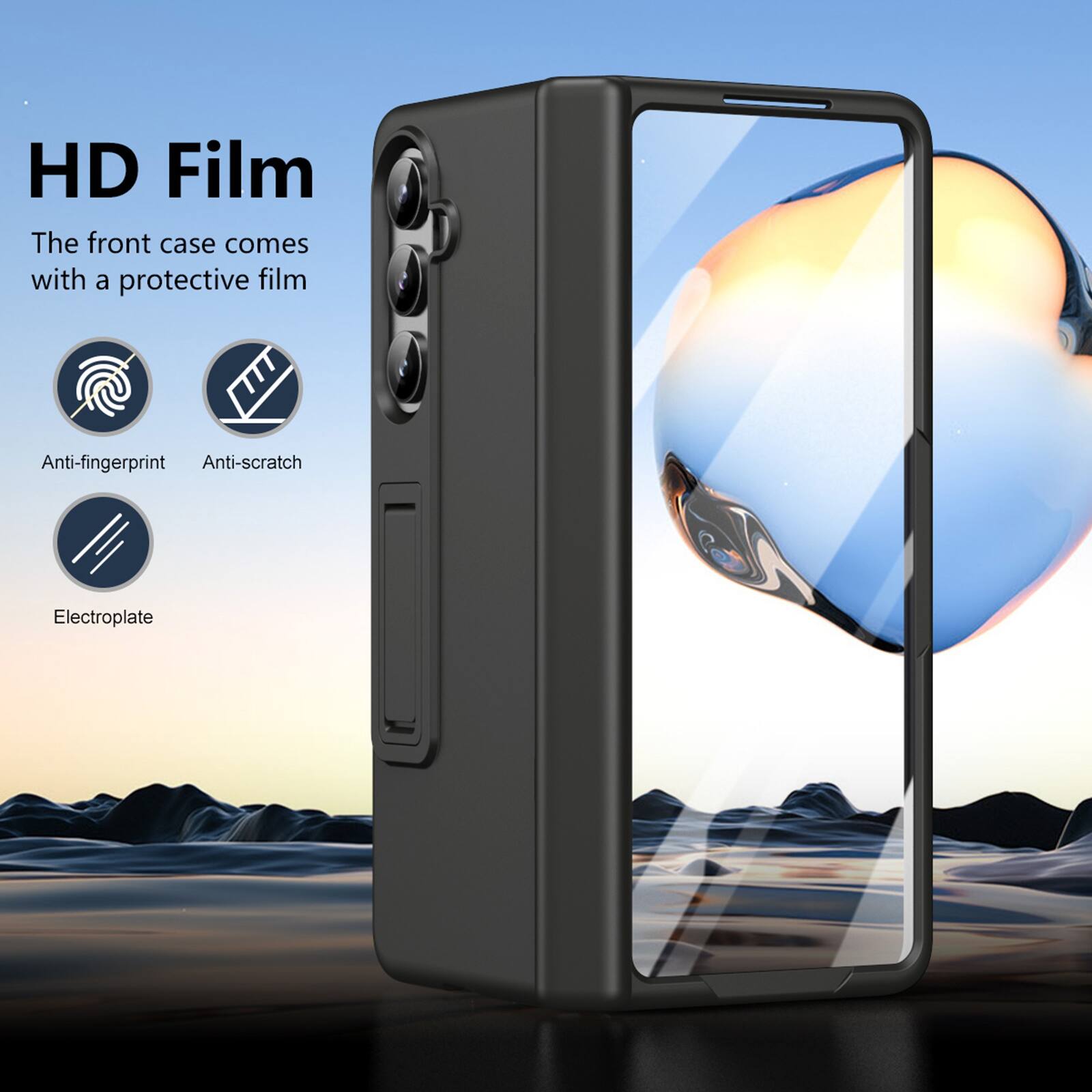 HD Film  
The front case comes with a protective film  
Anti-fingerprint  
Anti-scratch  
Electroplate