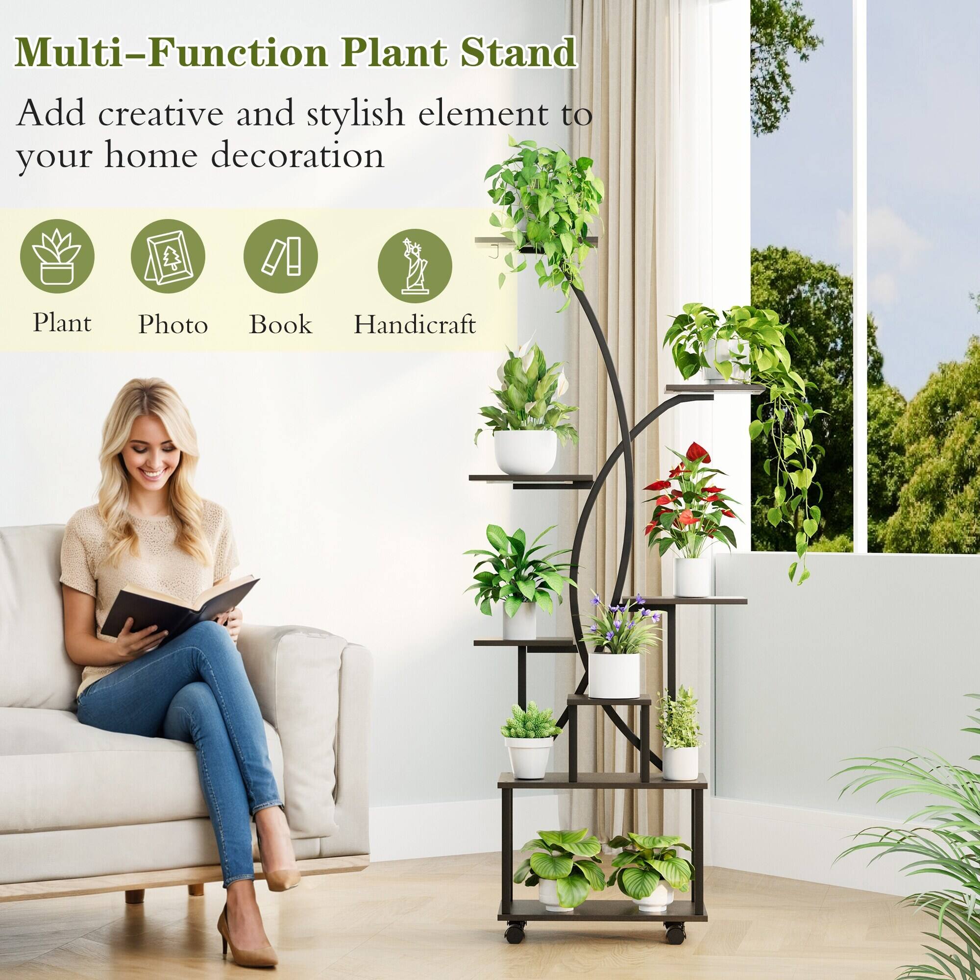 Multi-Function Plant Stand  
Add creative and stylish element to your home decoration  

Plant  
Photo  
Book  
Handicraft