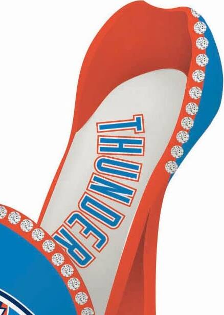 Alt View 3. Evergreen Decor - Oklahoma City OKC Thunder Basketball Wine Shoe Bottle Holder - Multi.