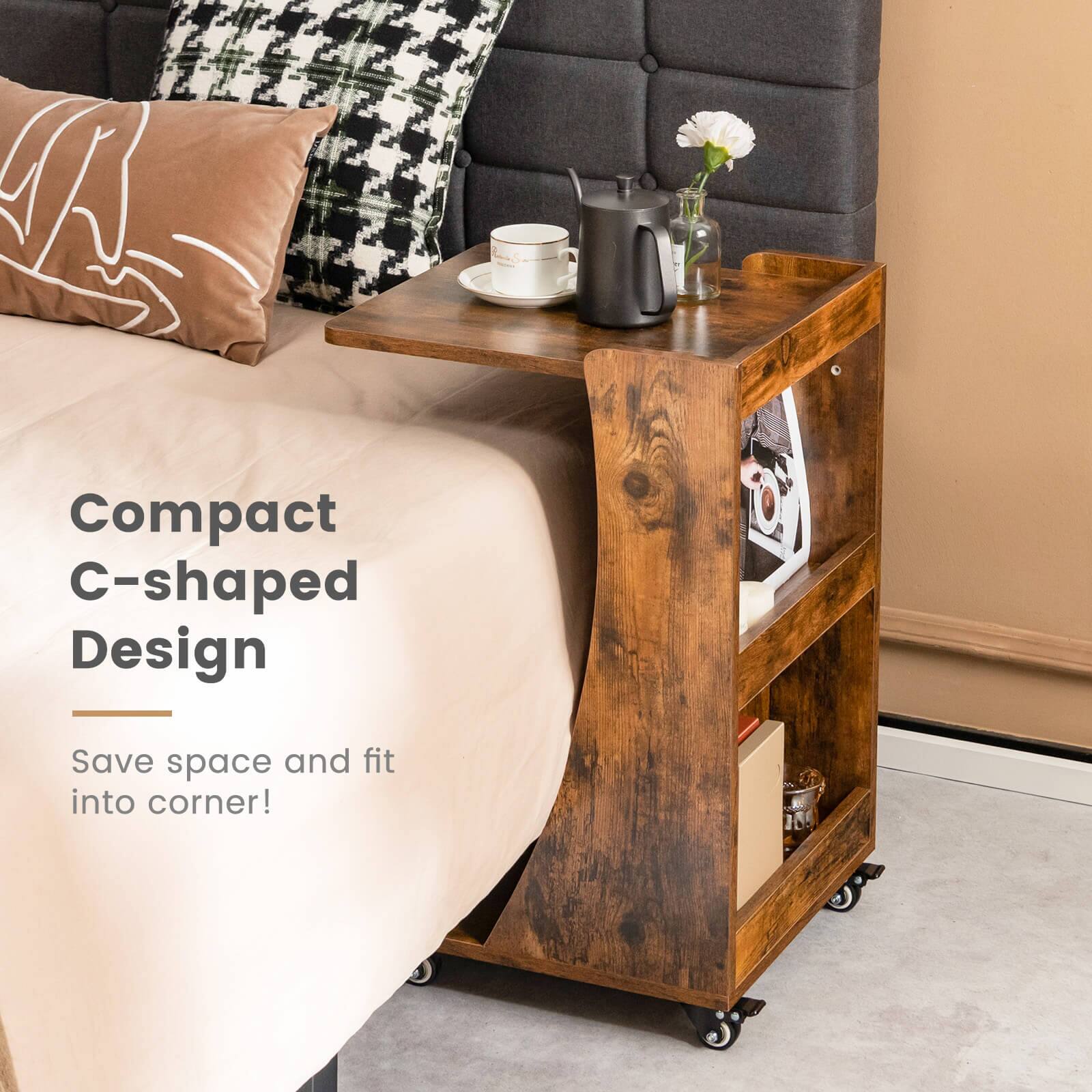 Compact C-shaped Design
Save space and fit into corner!