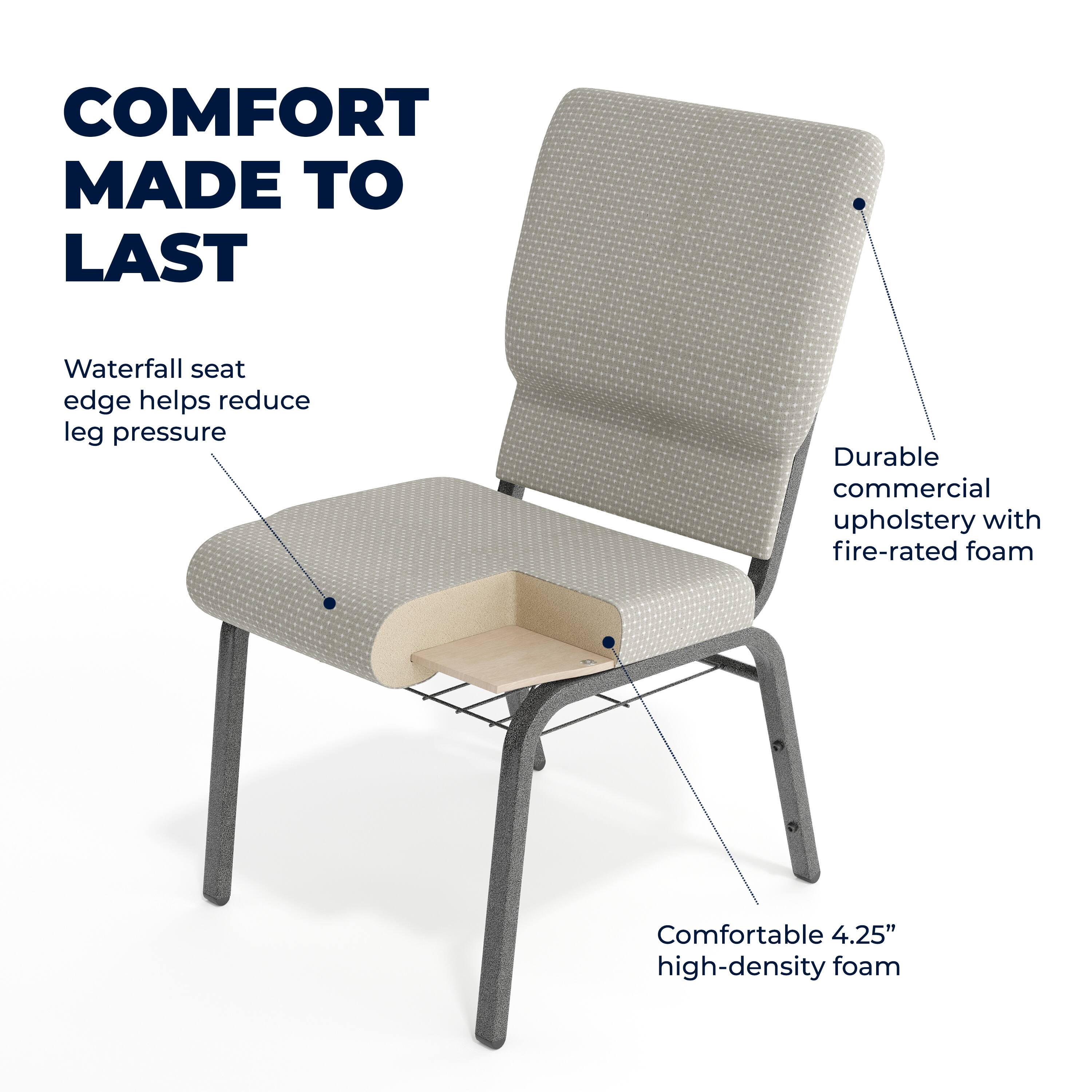 COMFORT MADE TO LAST

- Waterfall seat edge helps reduce leg pressure
- Durable commercial upholstery with fire-rated foam
- Comfortable 4.25" high-density foam