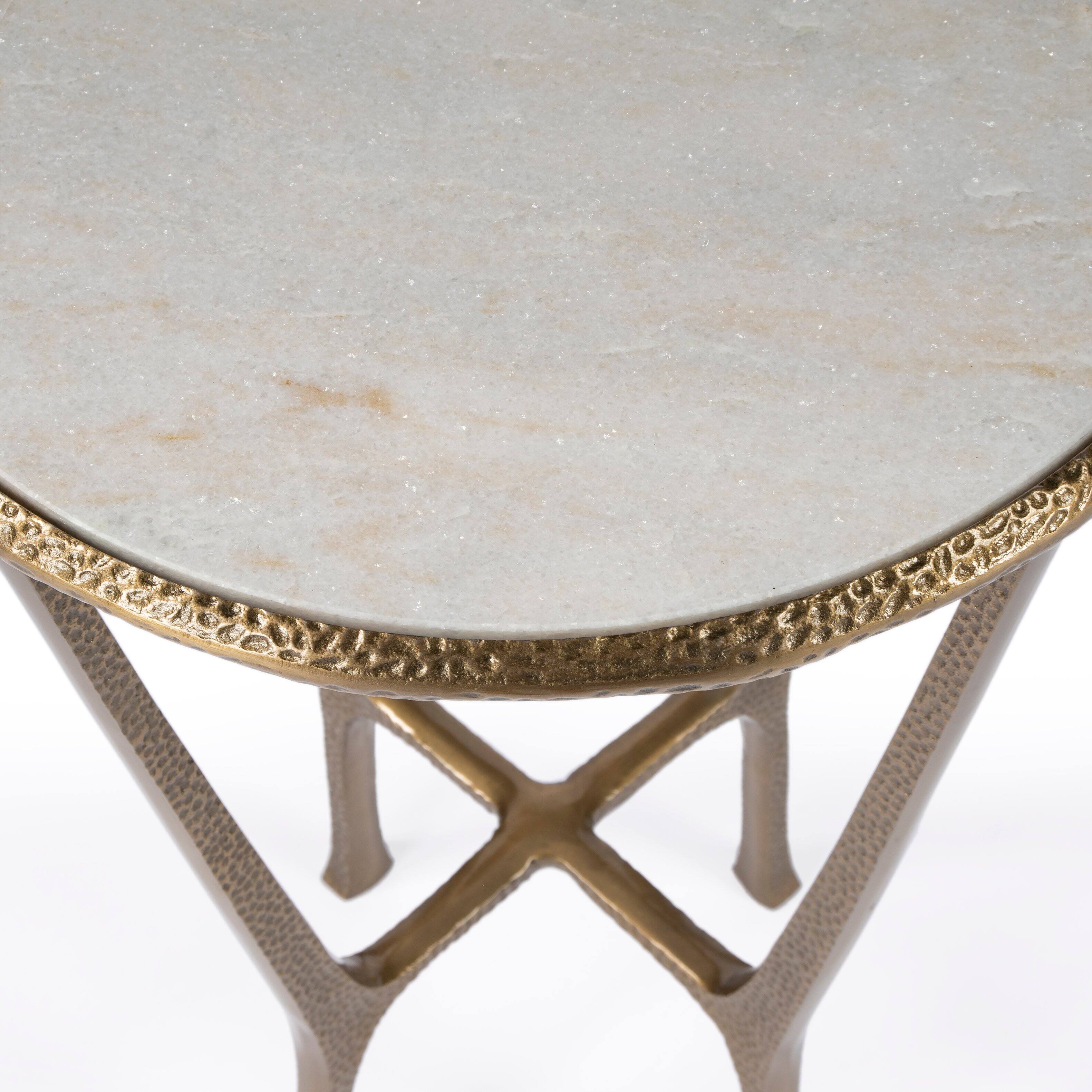 Alt View 5. Butler Specialty - Switlania 16 in. W Round Metal and Marble Side Table - Gold.