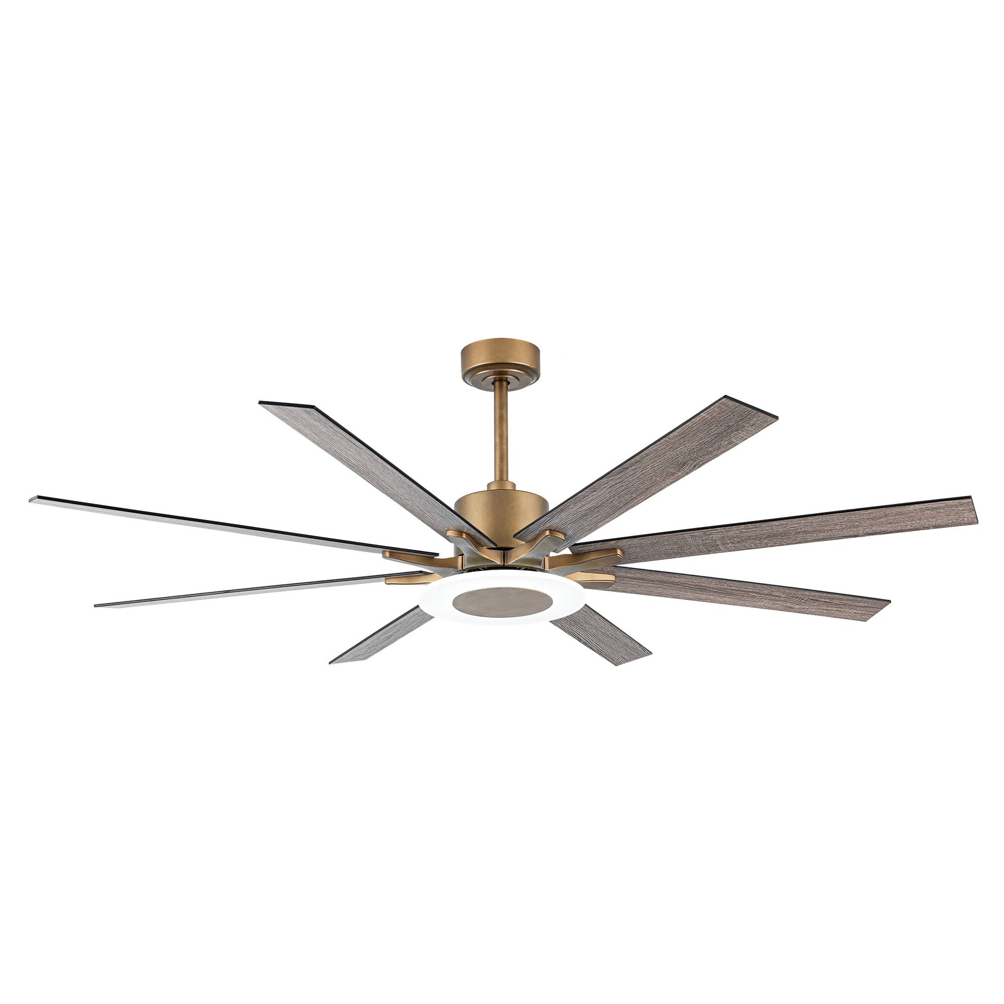 Alt View 2. Parrot Uncle - 65" Indoor Ceiling Fan with Remote and Reversible DC Motor - Antique Gold.