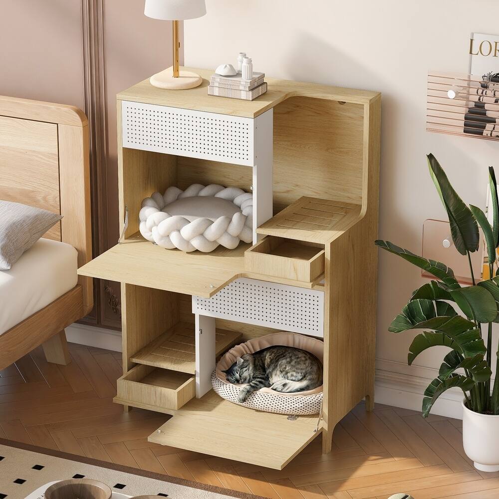 Alt View 2. Ficcuss Pets - Multi-Use Natural Cat Litter Box House - Natural.