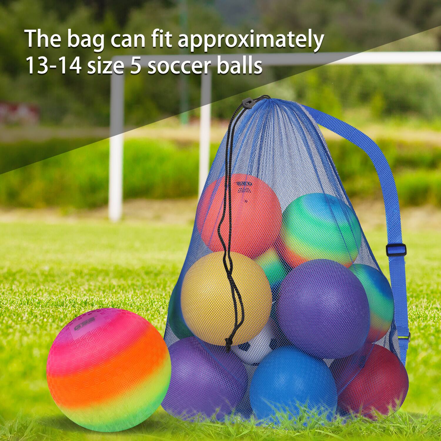 The bag can fit approximately 13-14 size 5 soccer balls.