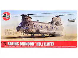 Airfix - Level 3 Model Kit Boeing Chinook HC.1 (Late Production) Helicopter with 2 Scheme Options 1/72 Plastic Model Kit - Multi