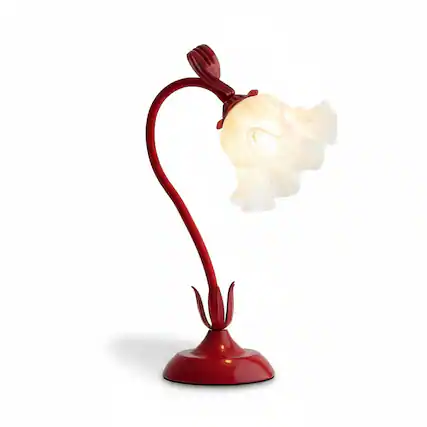 Front. FINEAK - Flower Table Lamp - 3-Color LED Night Light, Kawaii Decor (Red) - Red.