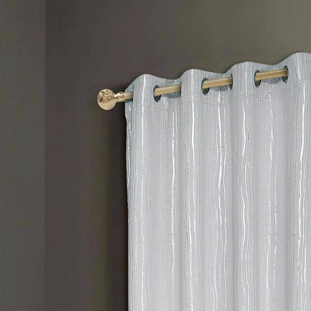 Angle. RT Designers Collection - Rt Designers Collection Modern Iceland Metallic Blackout Drapery Elegant Grommet Curtain Panel 54" X 84" Silver - White.