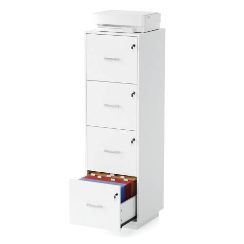 Alt View 1. Winado - Mobile 4-Drawers Tall File Cabinet with Independent Locks, Letter-Size Hanging Anti-Tip for Home Office Space-Saving - White.