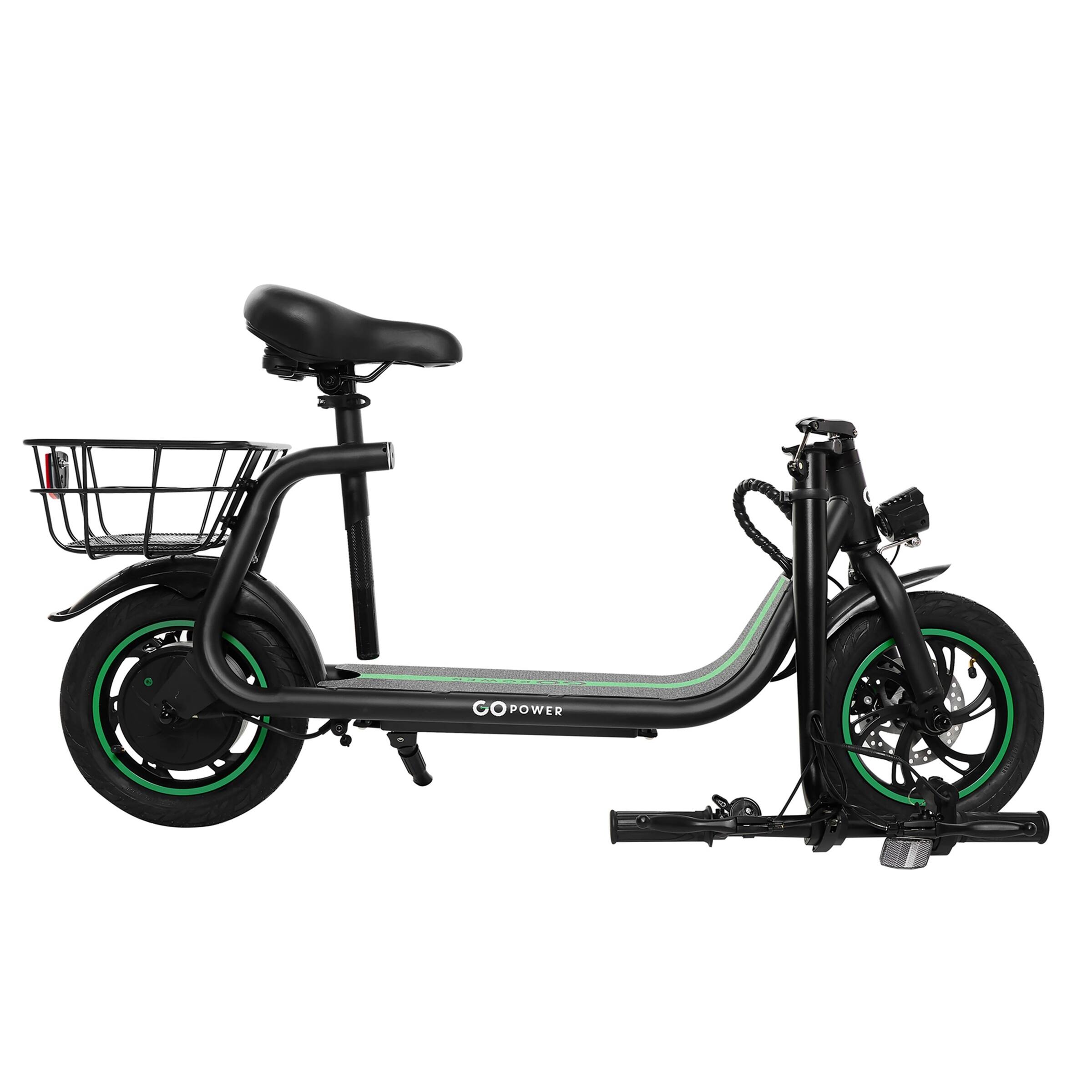 Back. GoPowerBike - GoPowerBike GoFlow Electric Scooter with Seat | UL2272 Certified - Black.